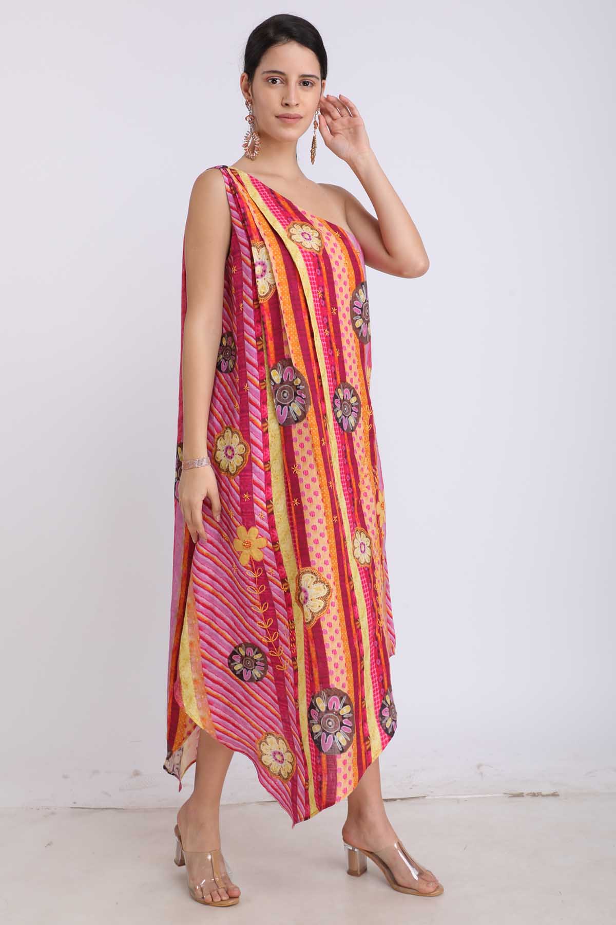 Printed One Shoulder Dress