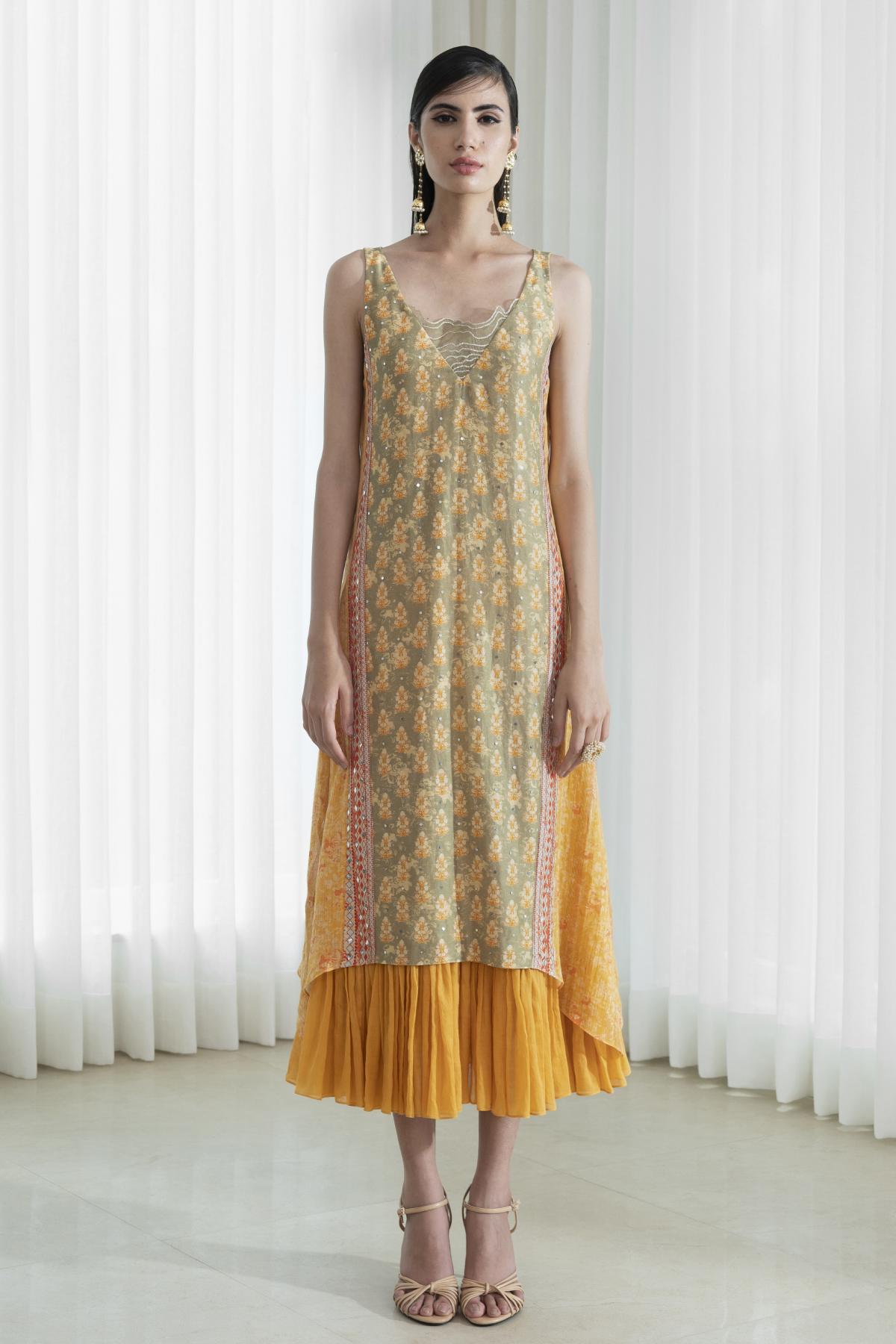 Buy Printed Paneled Dress by Mandira Wirk