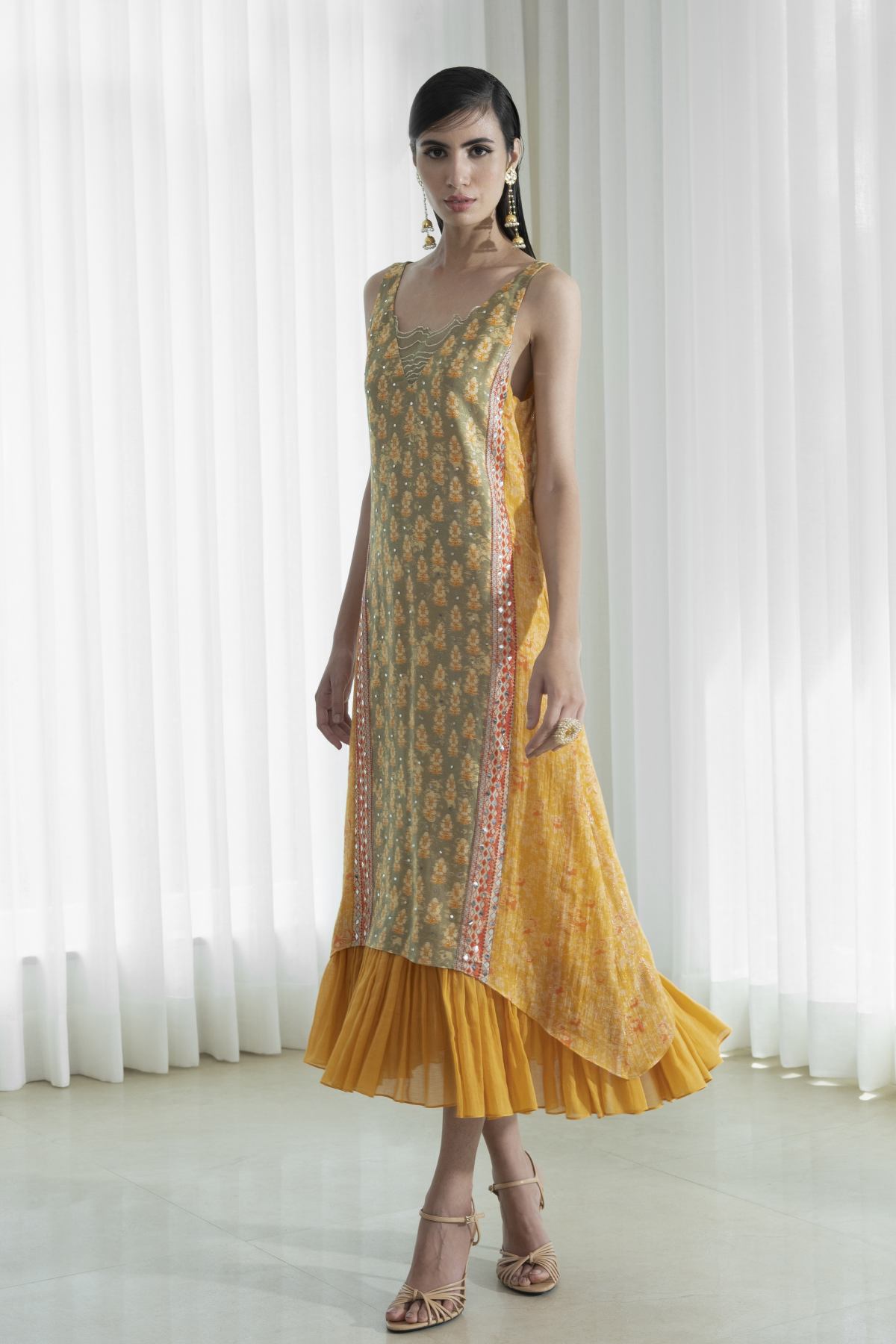 Printed Paneled Dress