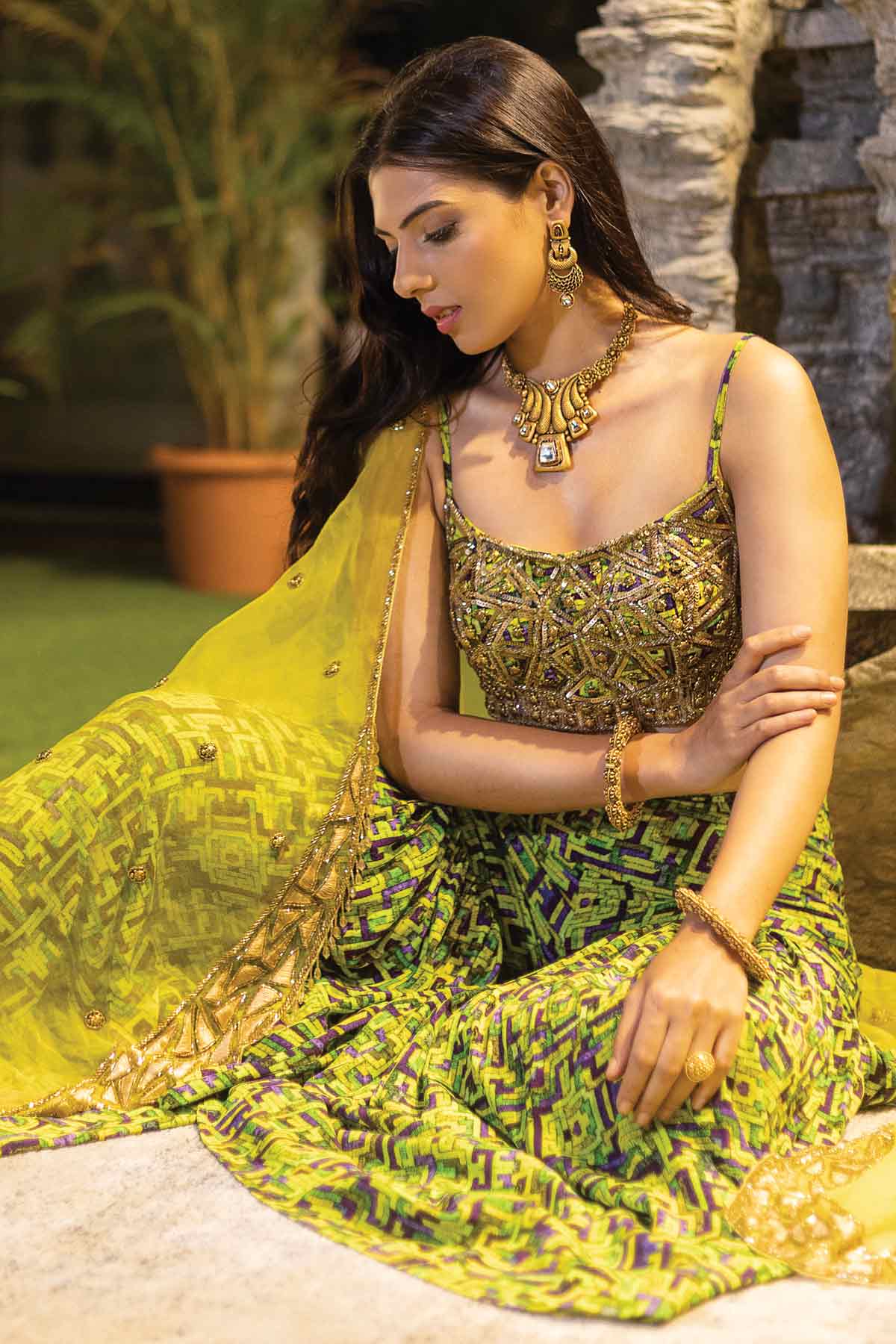 Printed Sharara & Cape Set