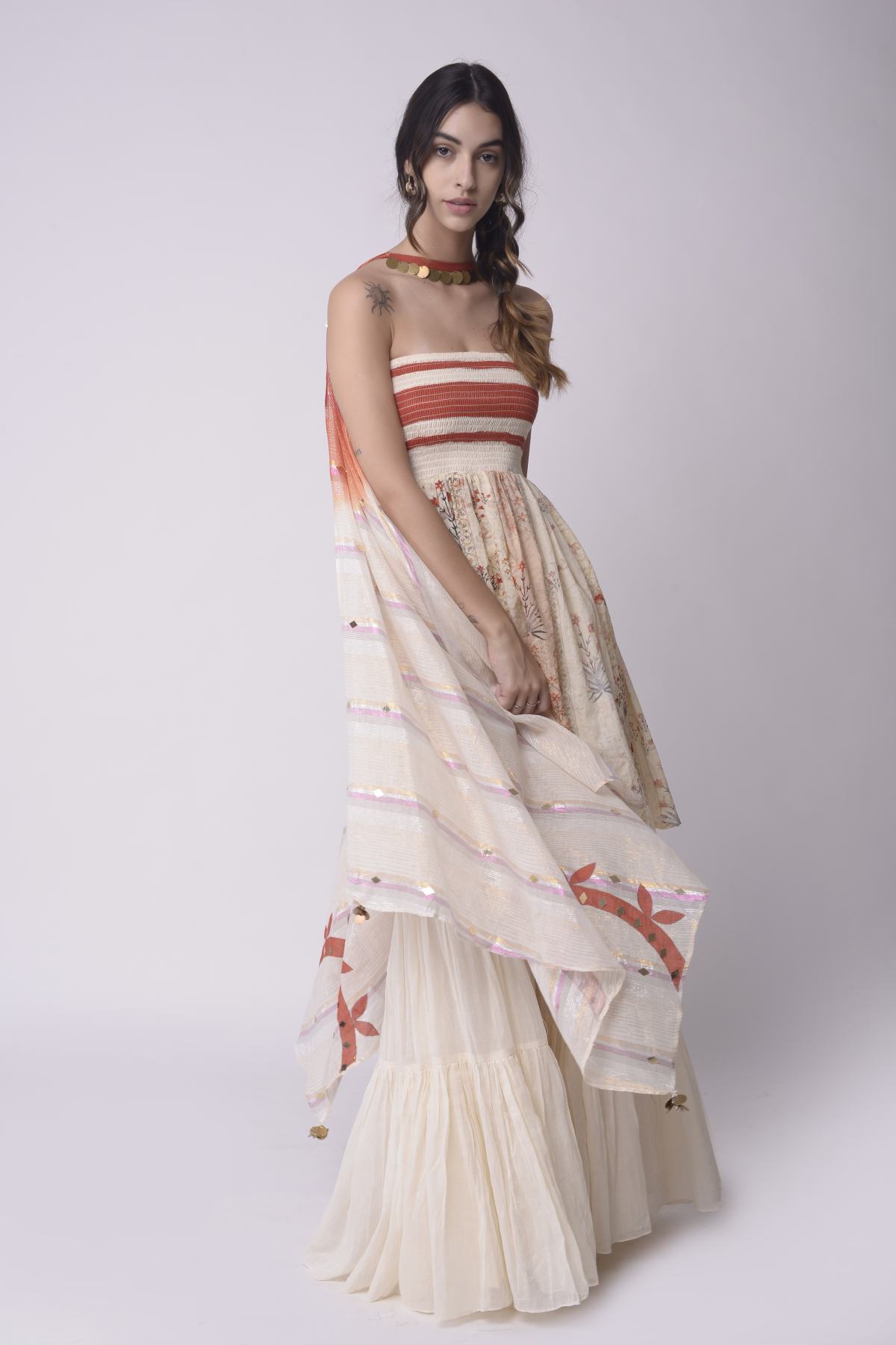 Ivory Off-Shoulder Kurta Set