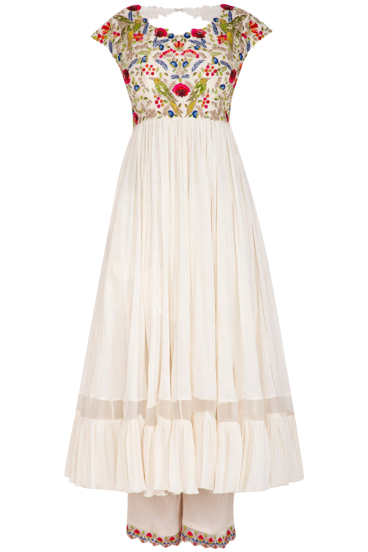 Embroidered Crinkle Anarkali Set