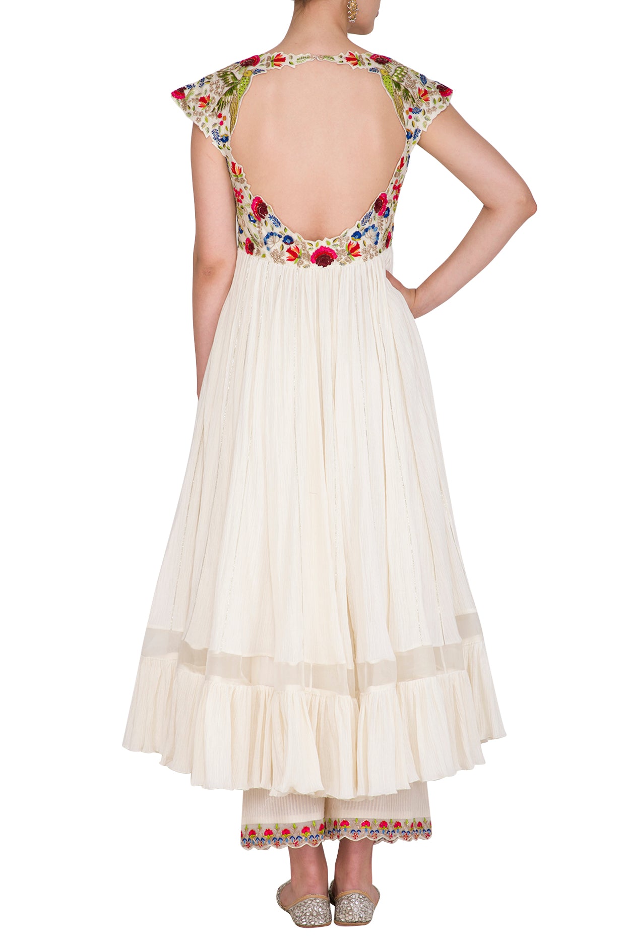 Embroidered Crinkle Anarkali Set