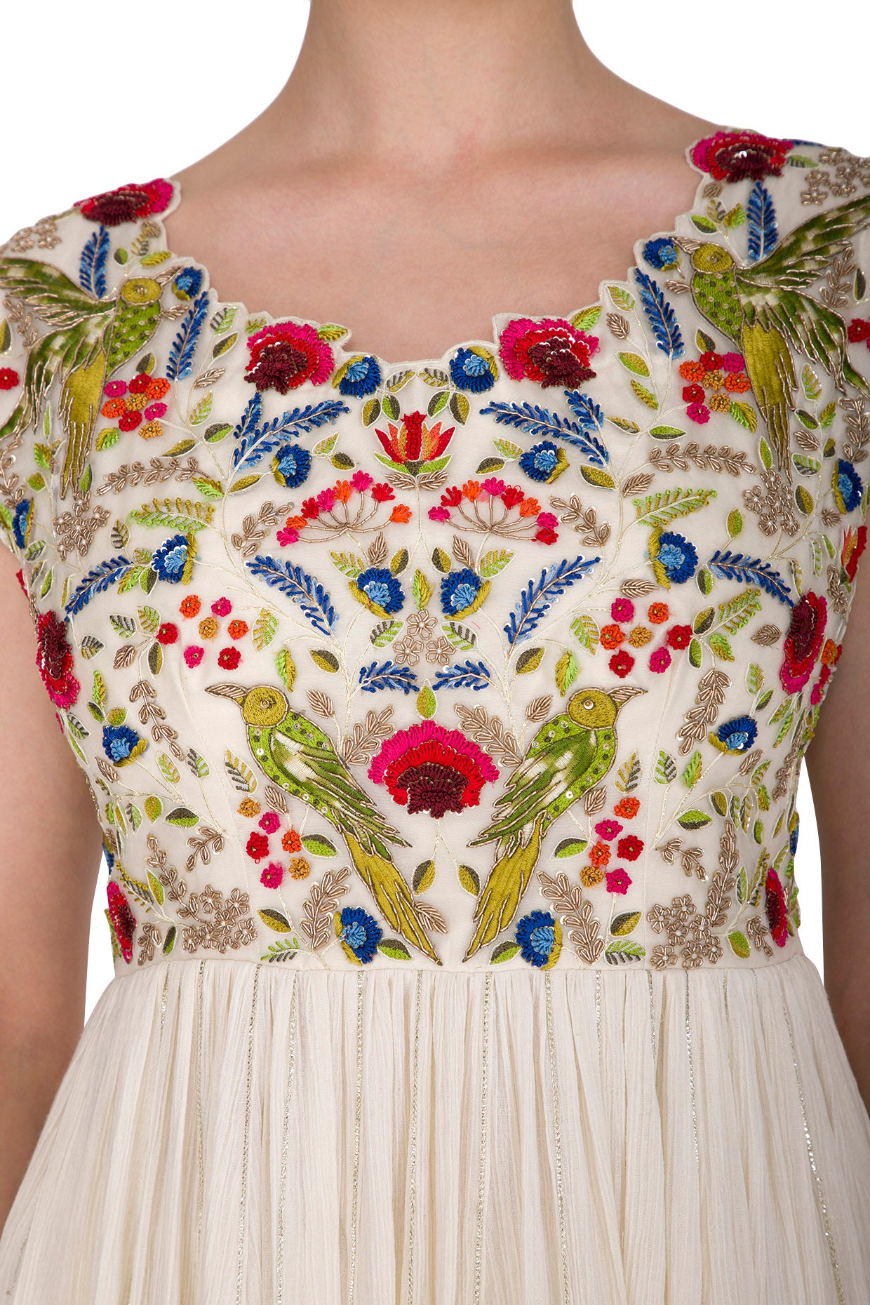 Embroidered Crinkle Anarkali Set