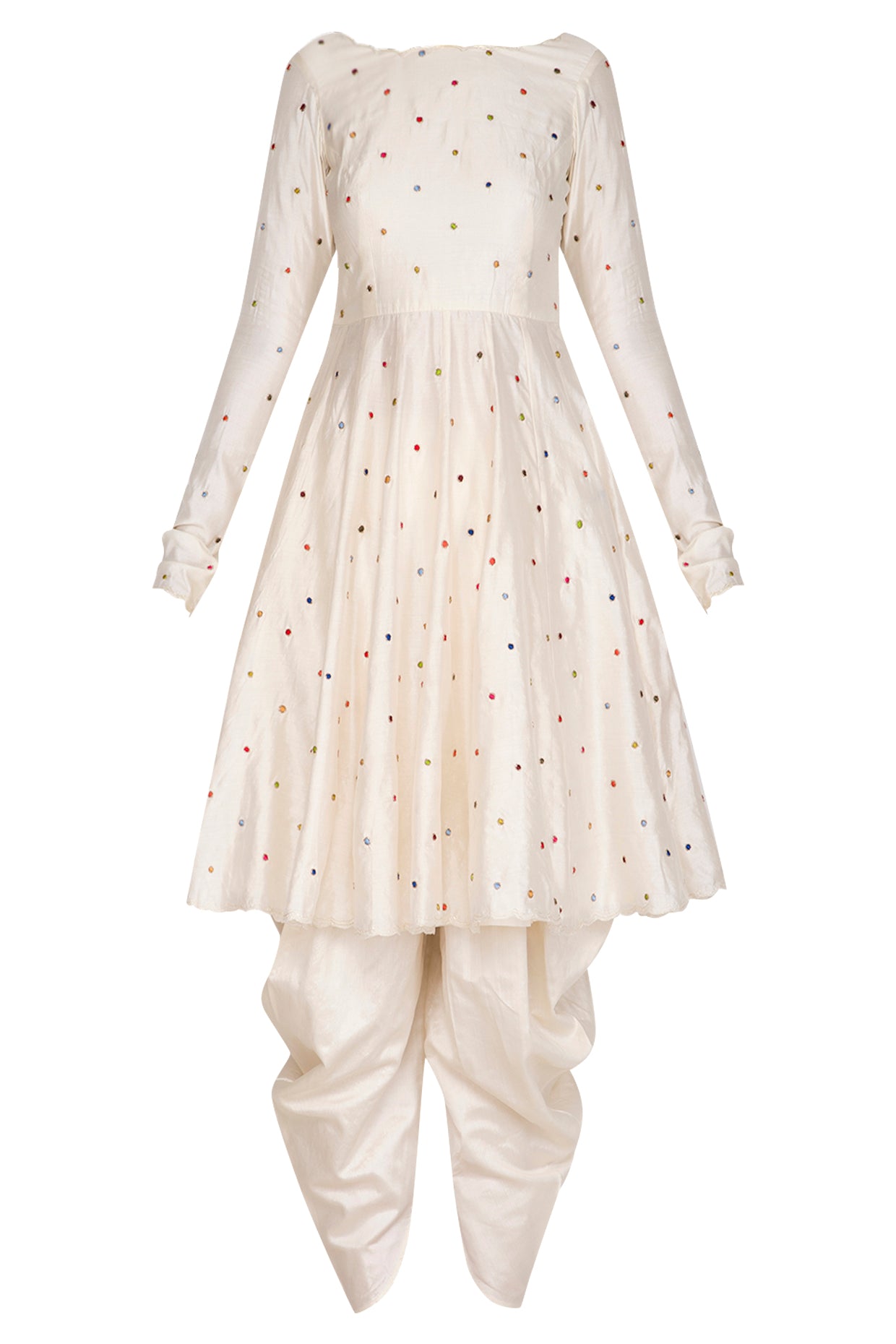 Ivory Embroidered Dhoti Set