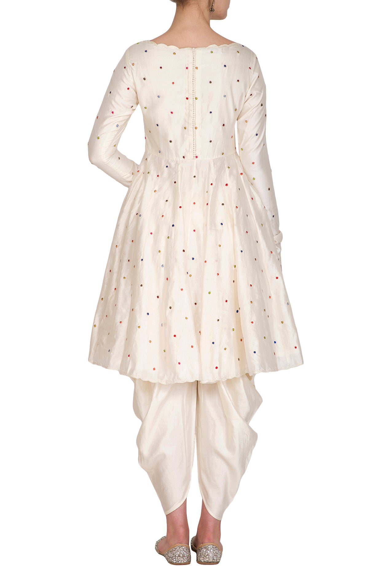 Ivory Embroidered Dhoti Set