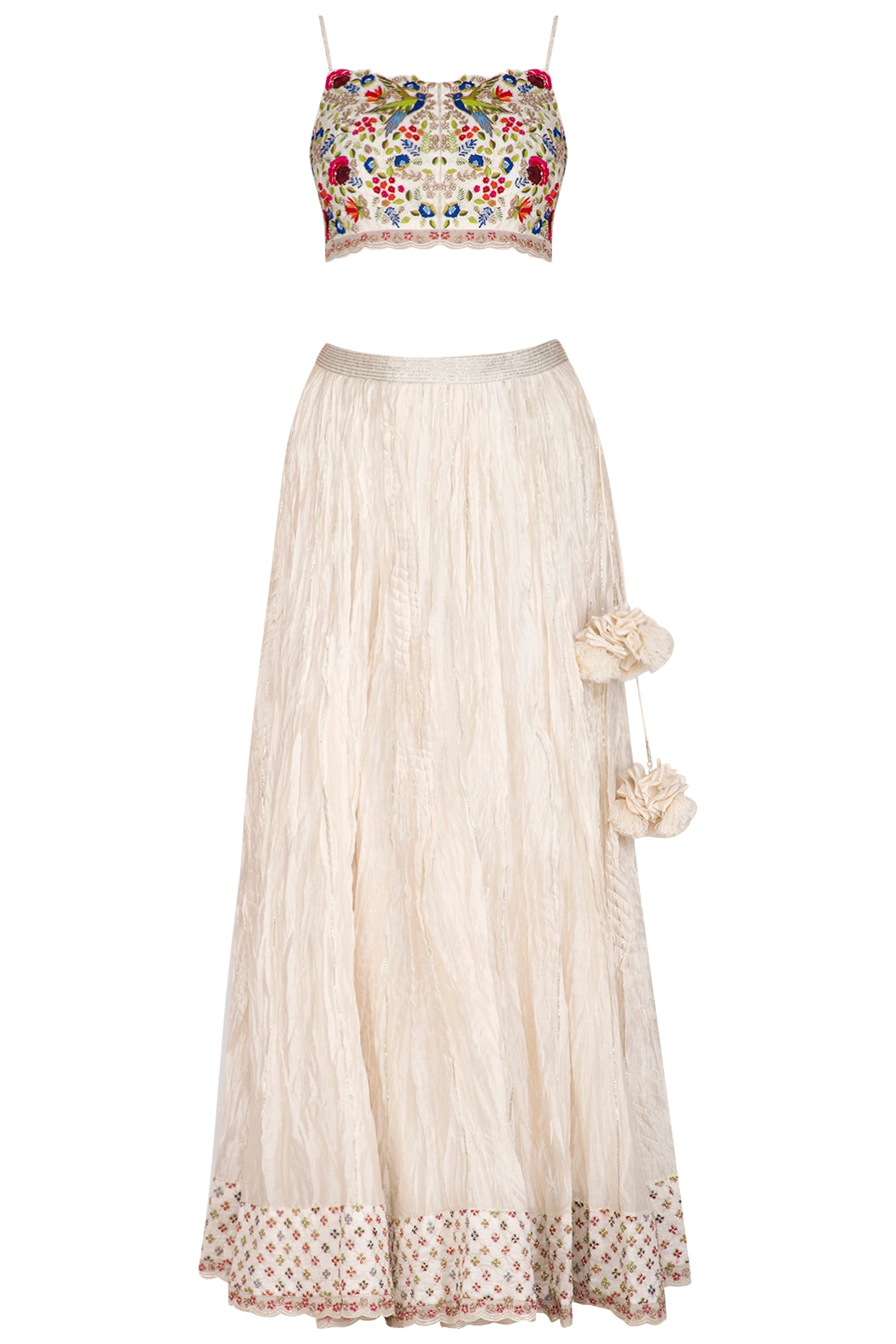 Ivory Embroidered Top & Skirt