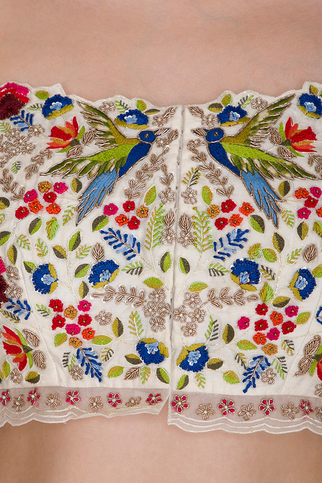 Ivory Embroidered Top & Skirt