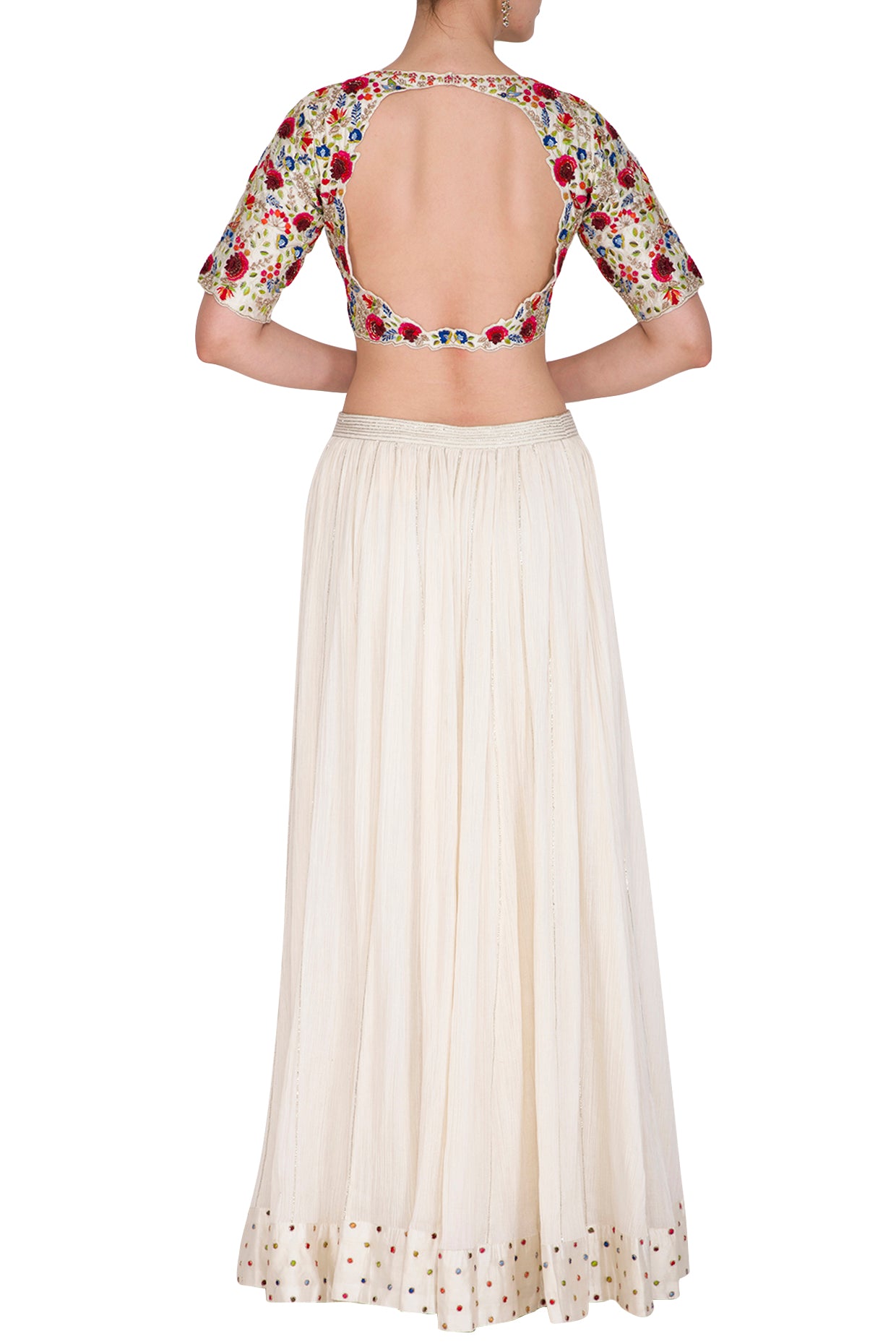 Crinkled Ivory Lehenga Set