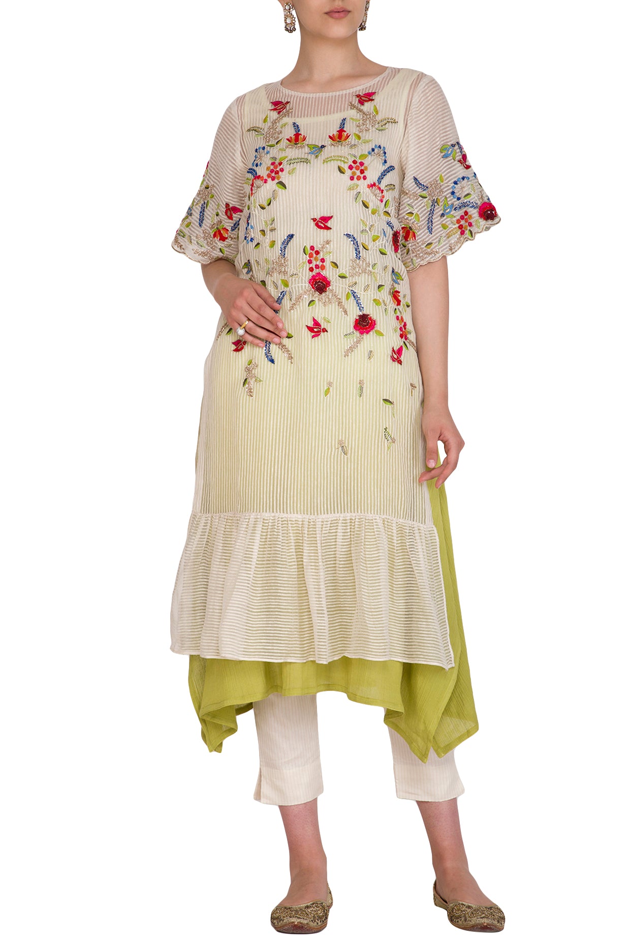 Ivory Stripes Cotton Palazzo Set