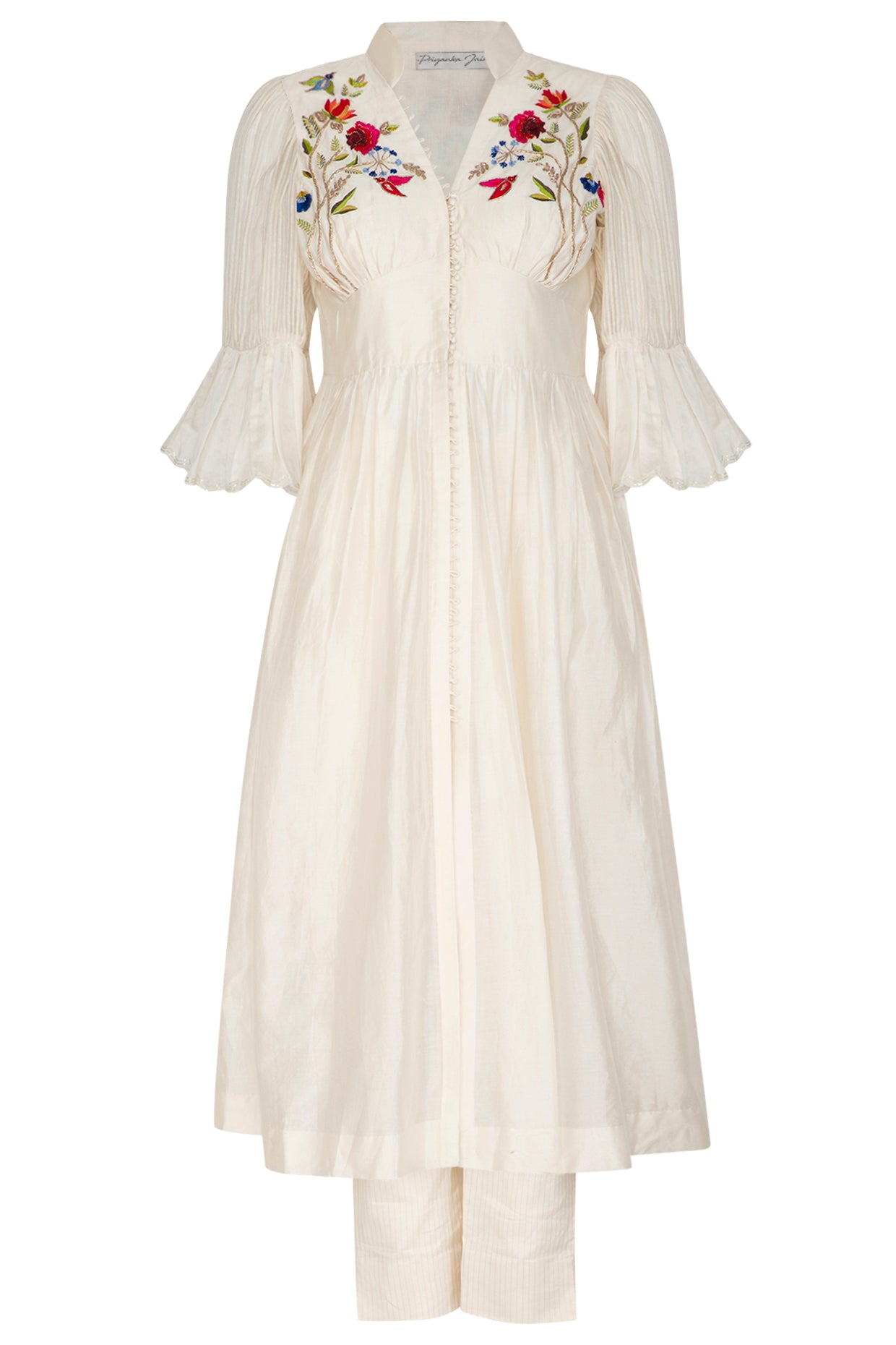 Ivory Chanderi Flared Tunic Set