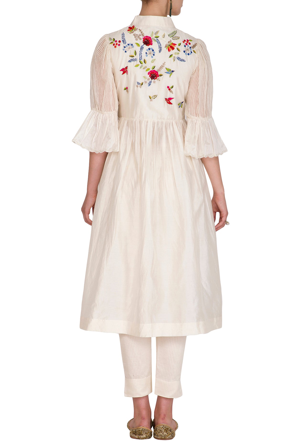 Ivory Chanderi Flared Tunic Set