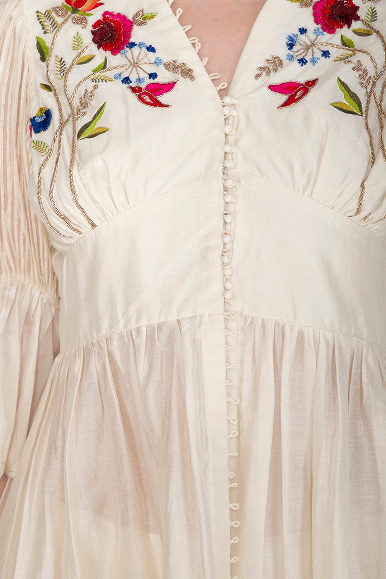 Ivory Chanderi Flared Tunic Set