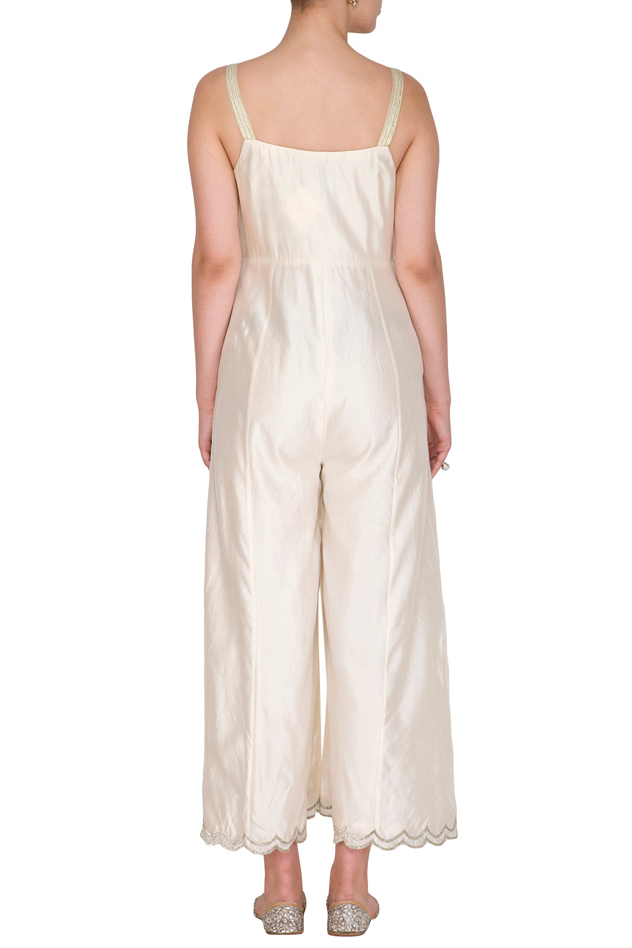 Ivory Chanderi Pockets Jumpsuit