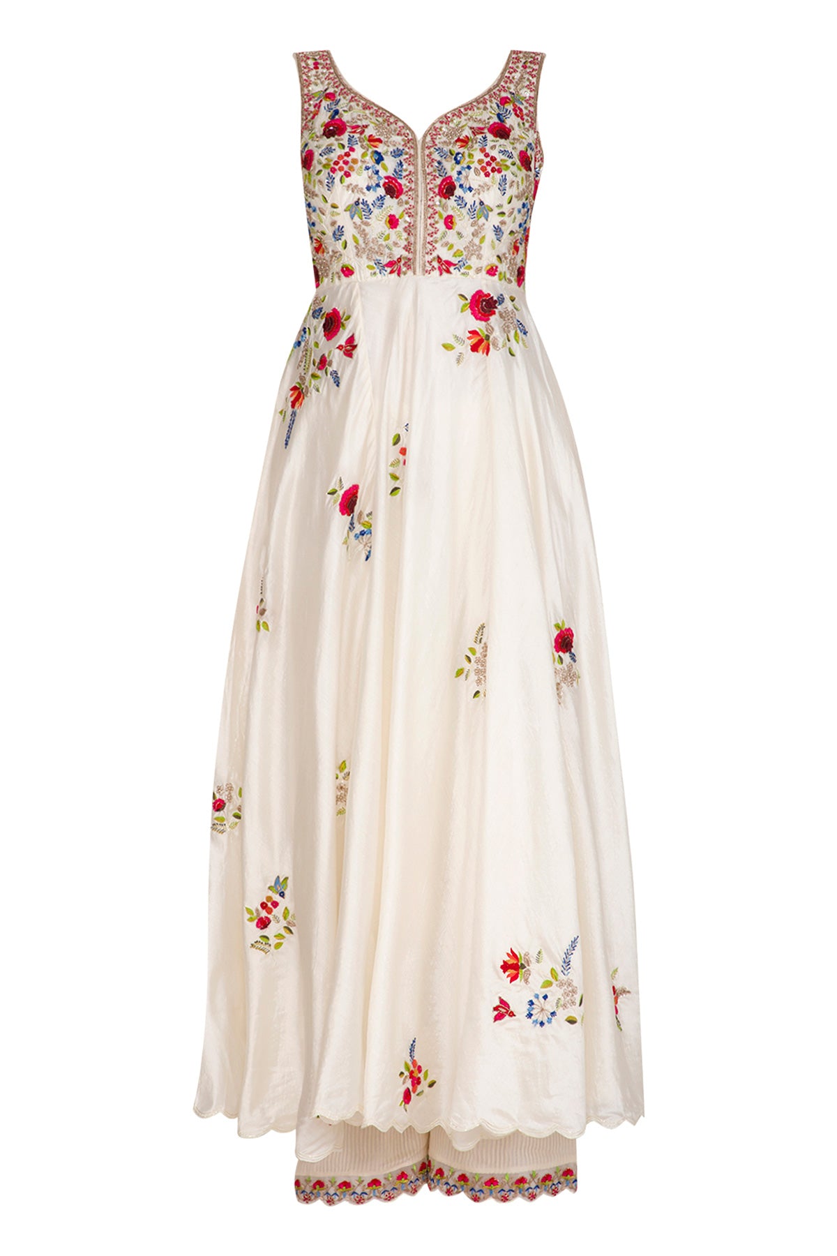 Ivory Sleeveless Anarkali Set