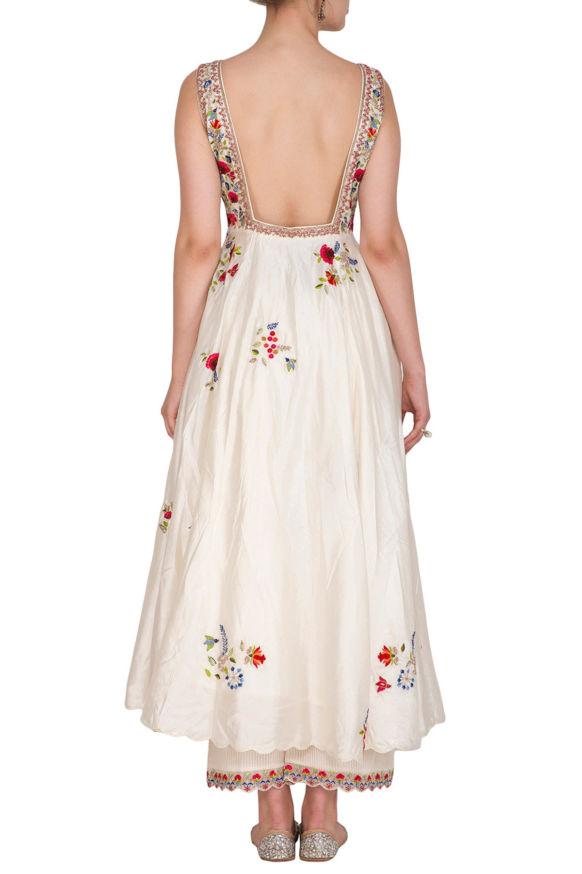 Ivory Sleeveless Anarkali Set