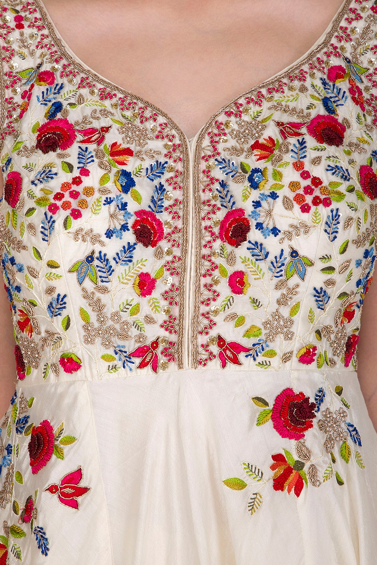 Ivory Sleeveless Anarkali Set