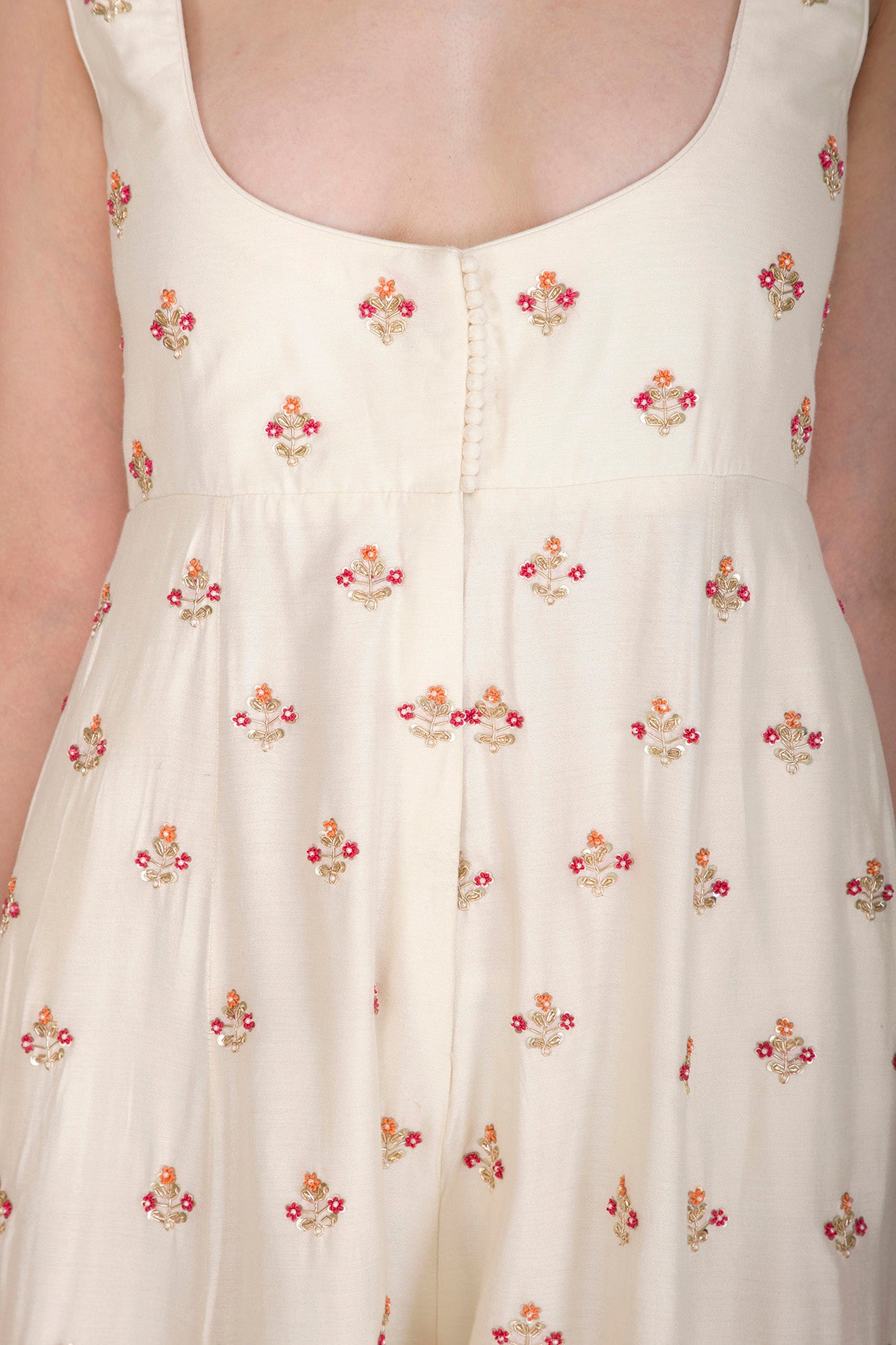 Ivory Beads Embroidered Jumpsuit