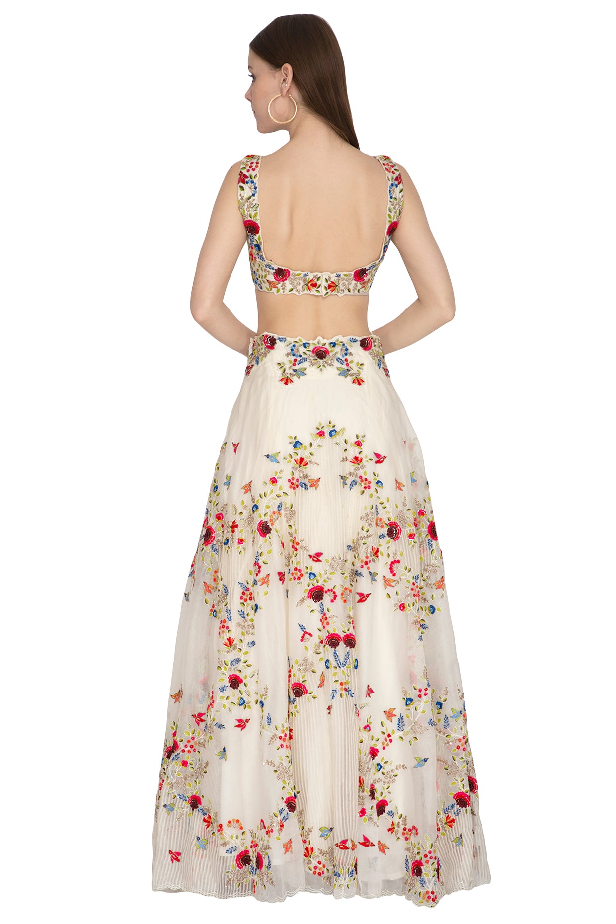 Birds Embroidered Lehenga Set