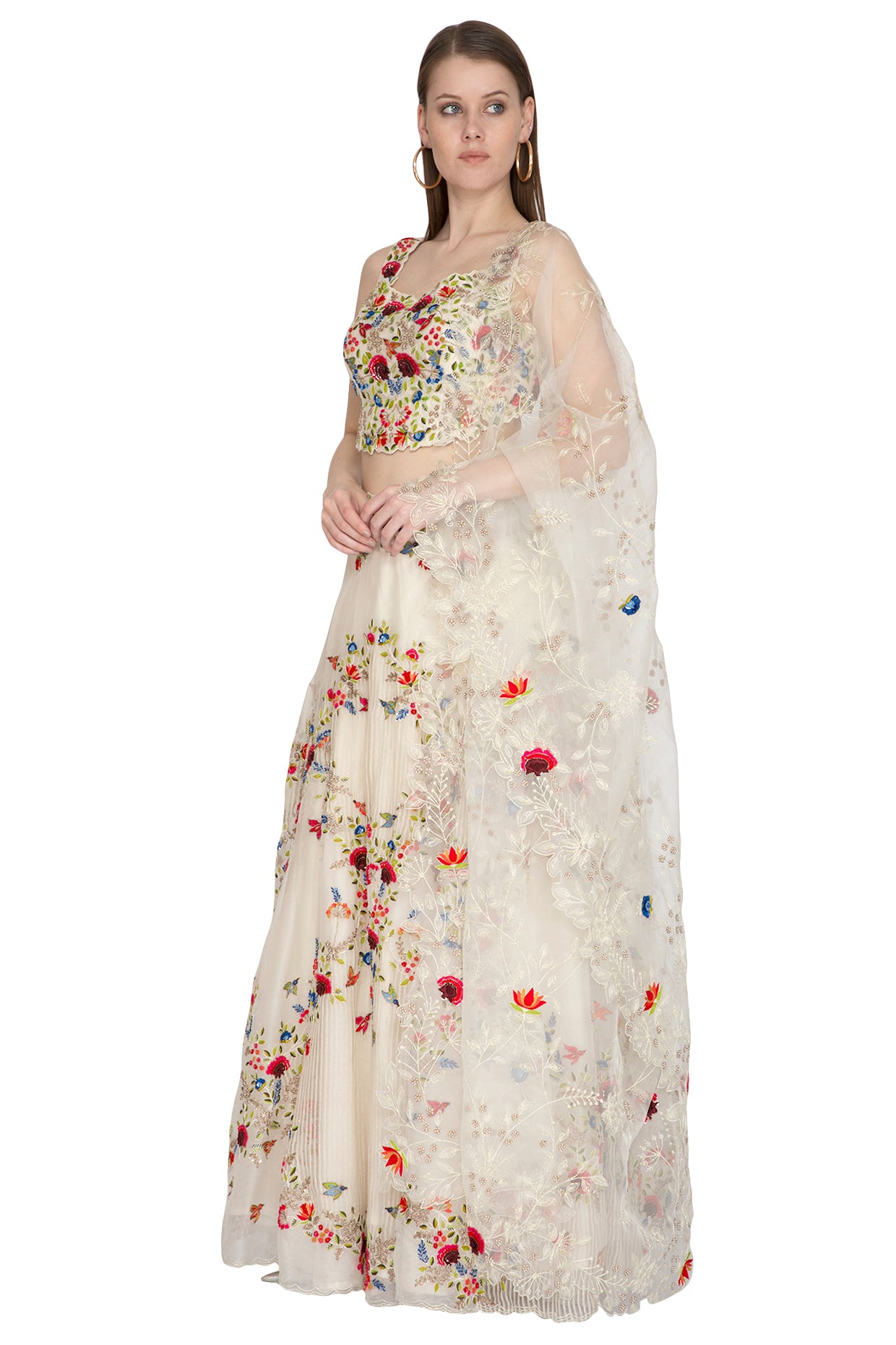 Birds Embroidered Lehenga Set