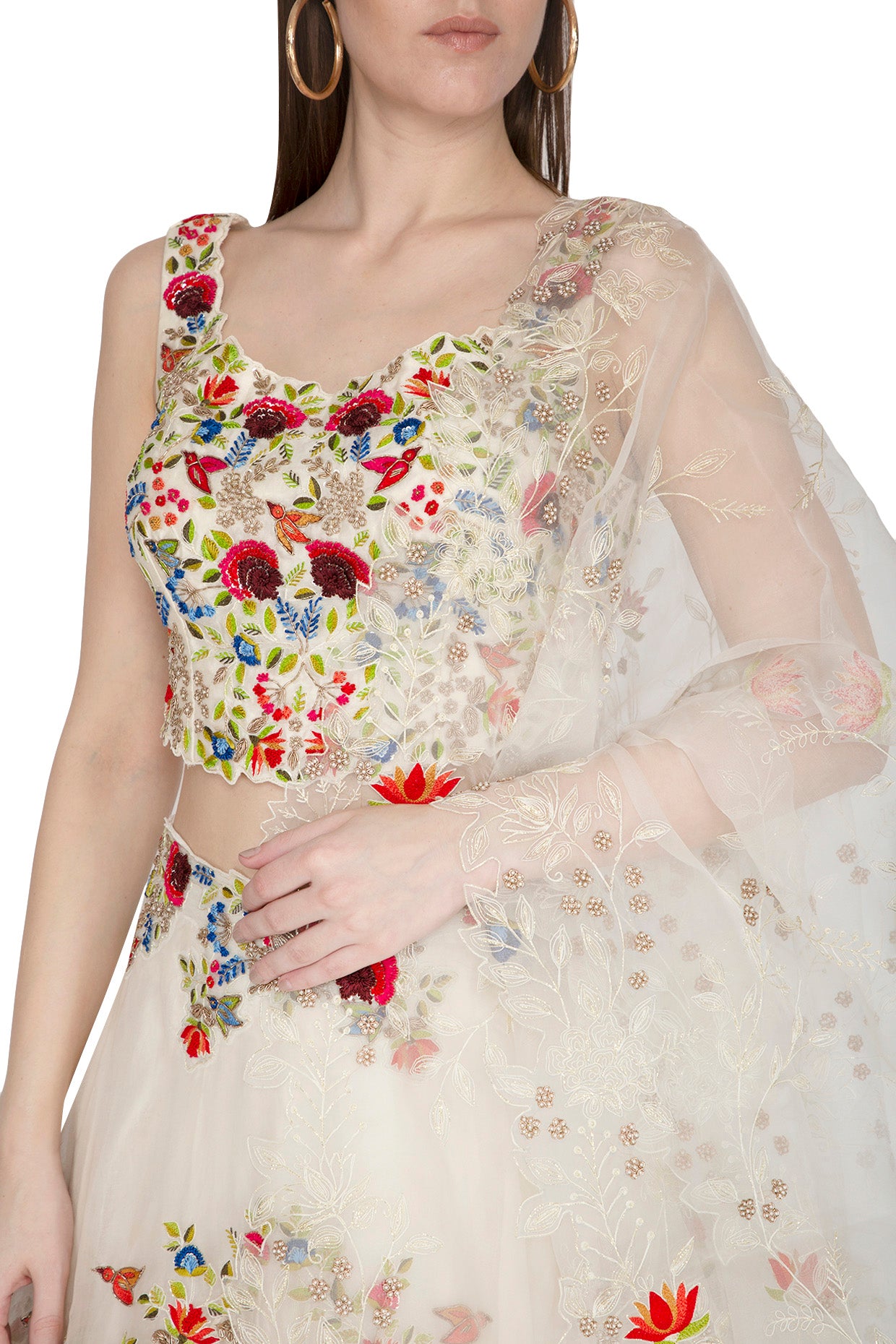 Birds Embroidered Lehenga Set