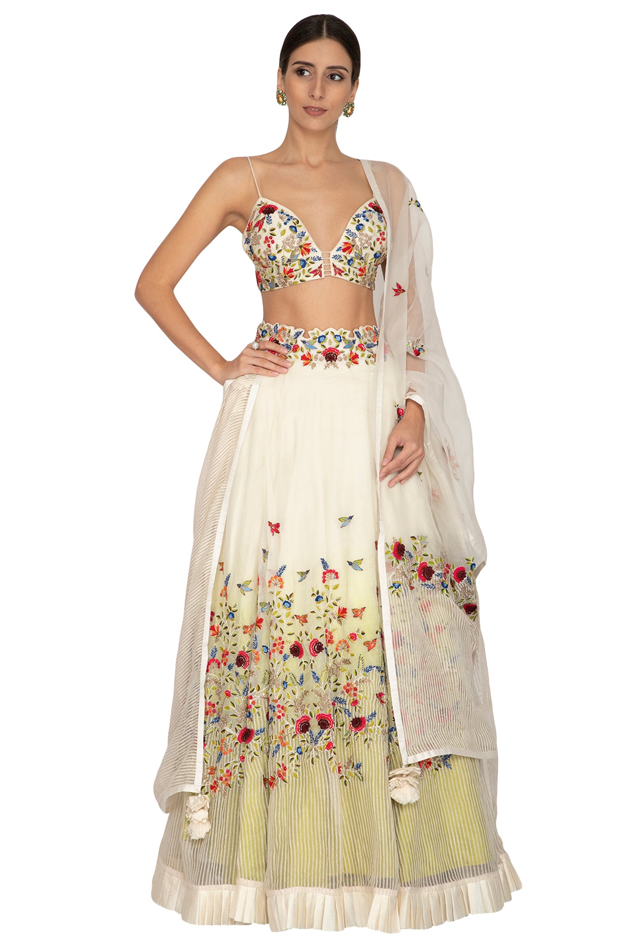 Ivory Deep Neck Lehenga Set