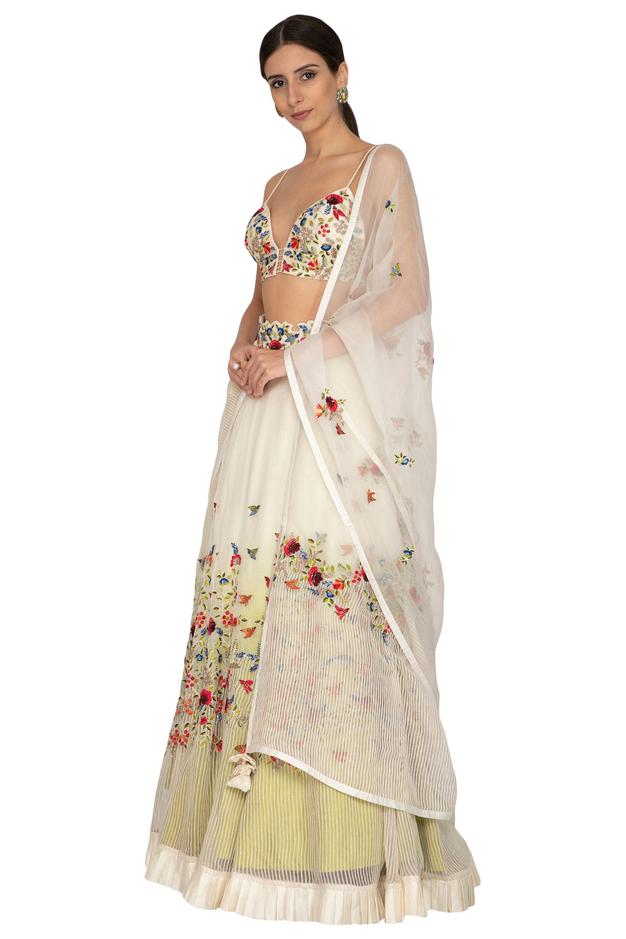 Ivory Deep Neck Lehenga Set