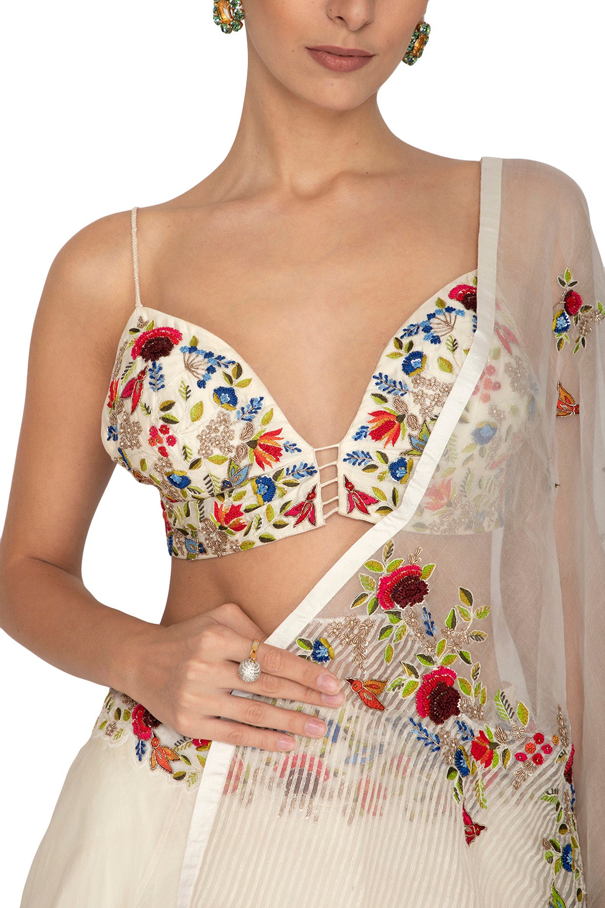 Ivory Deep Neck Lehenga Set