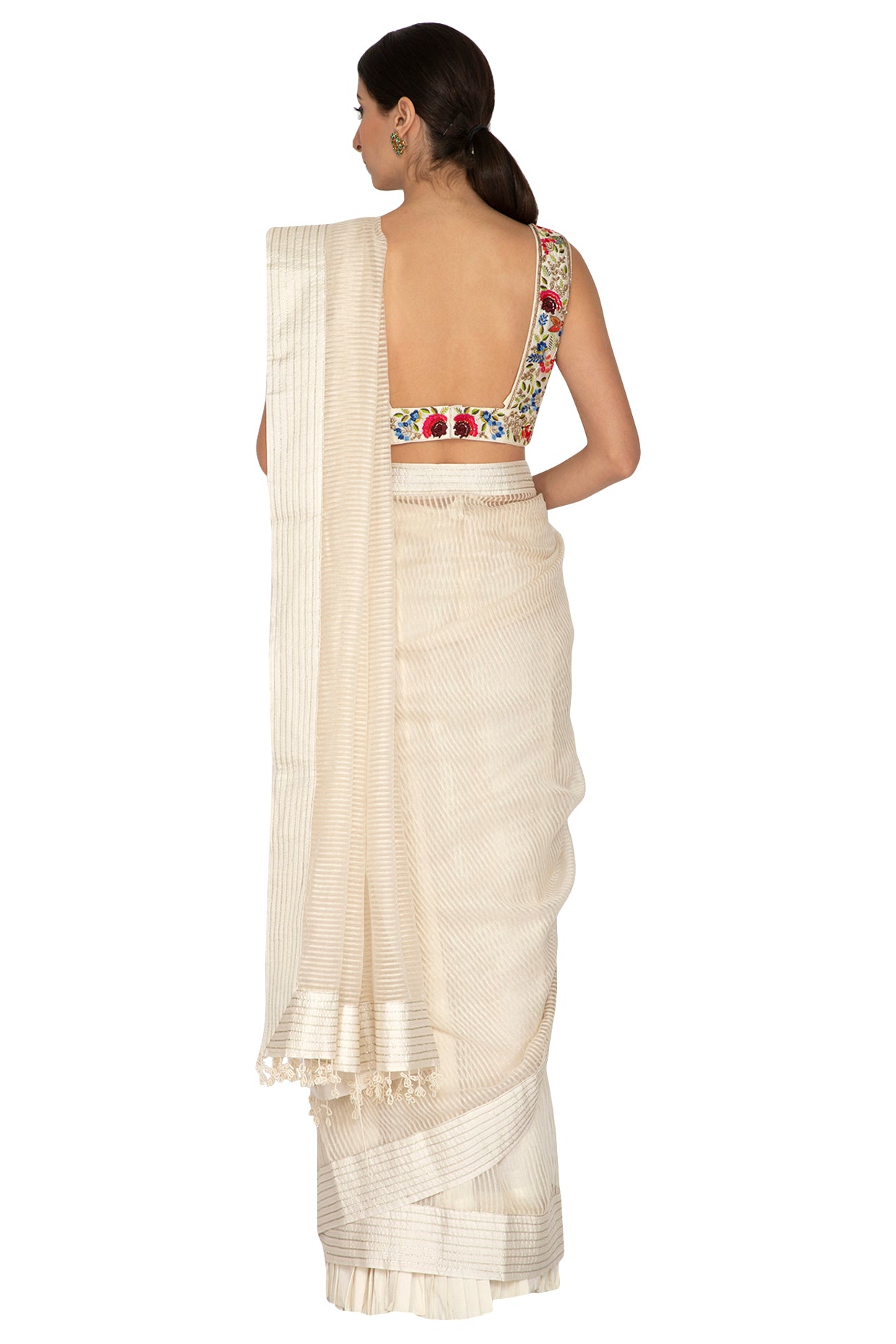 Ivory Stripes Saree & Blouse