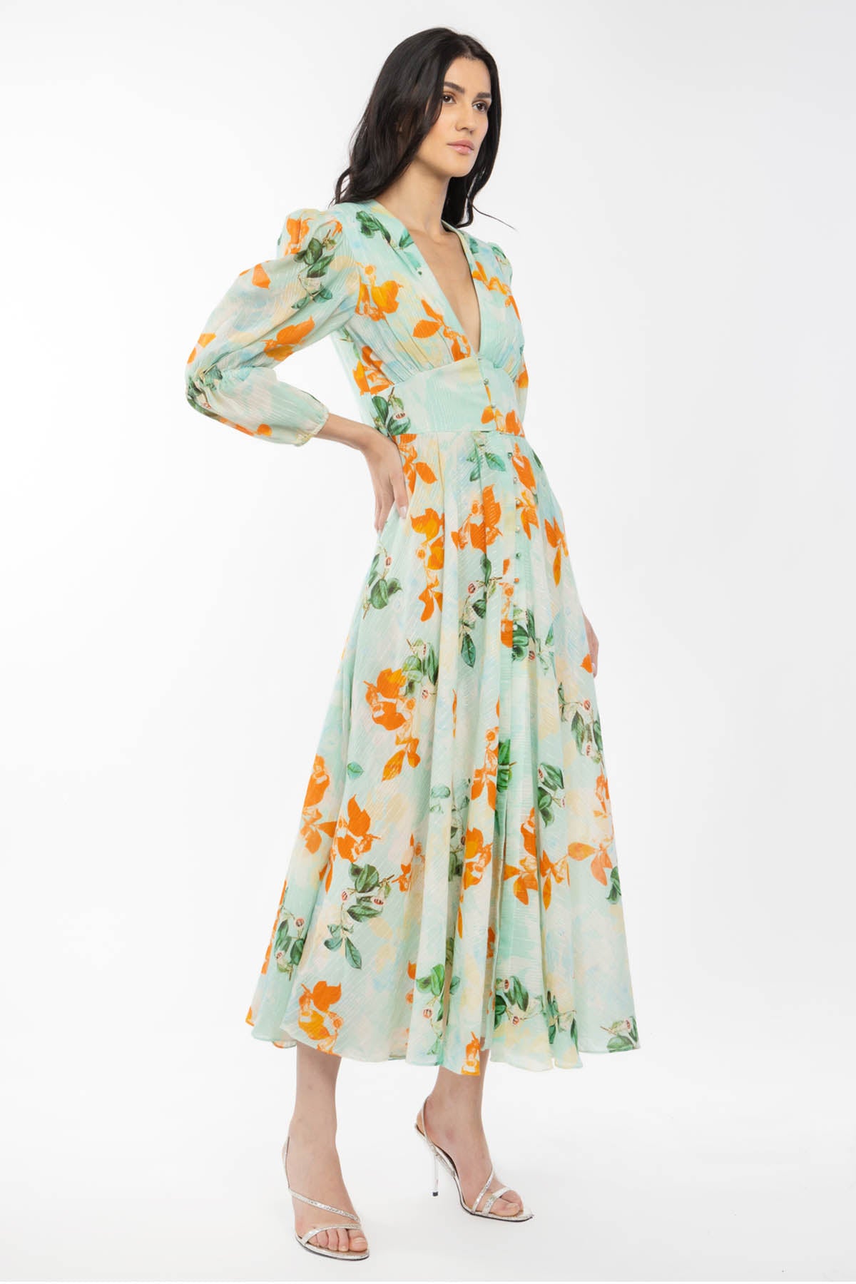Puff Sleeves Floral Dress