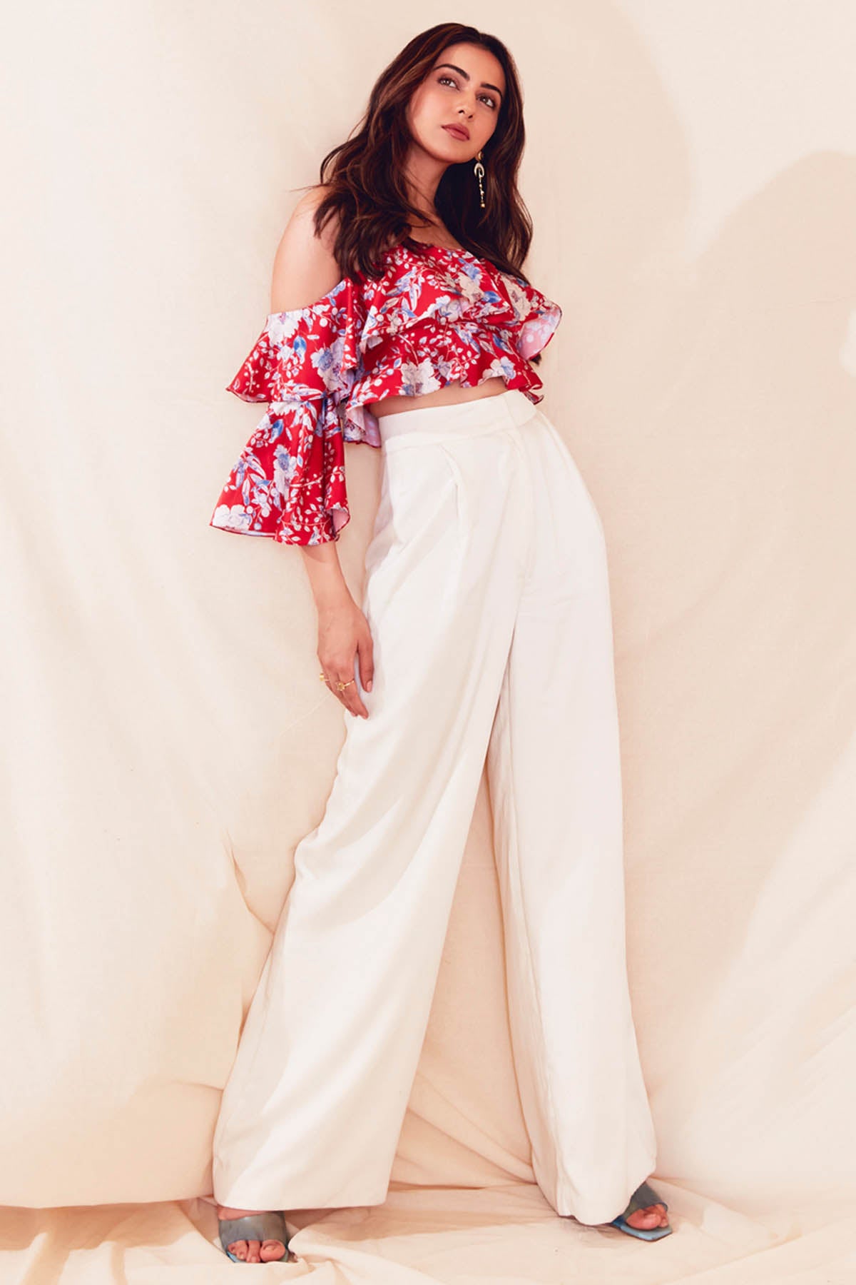 Buy Cold Shoulder Trouser Set by Mandira Wirk