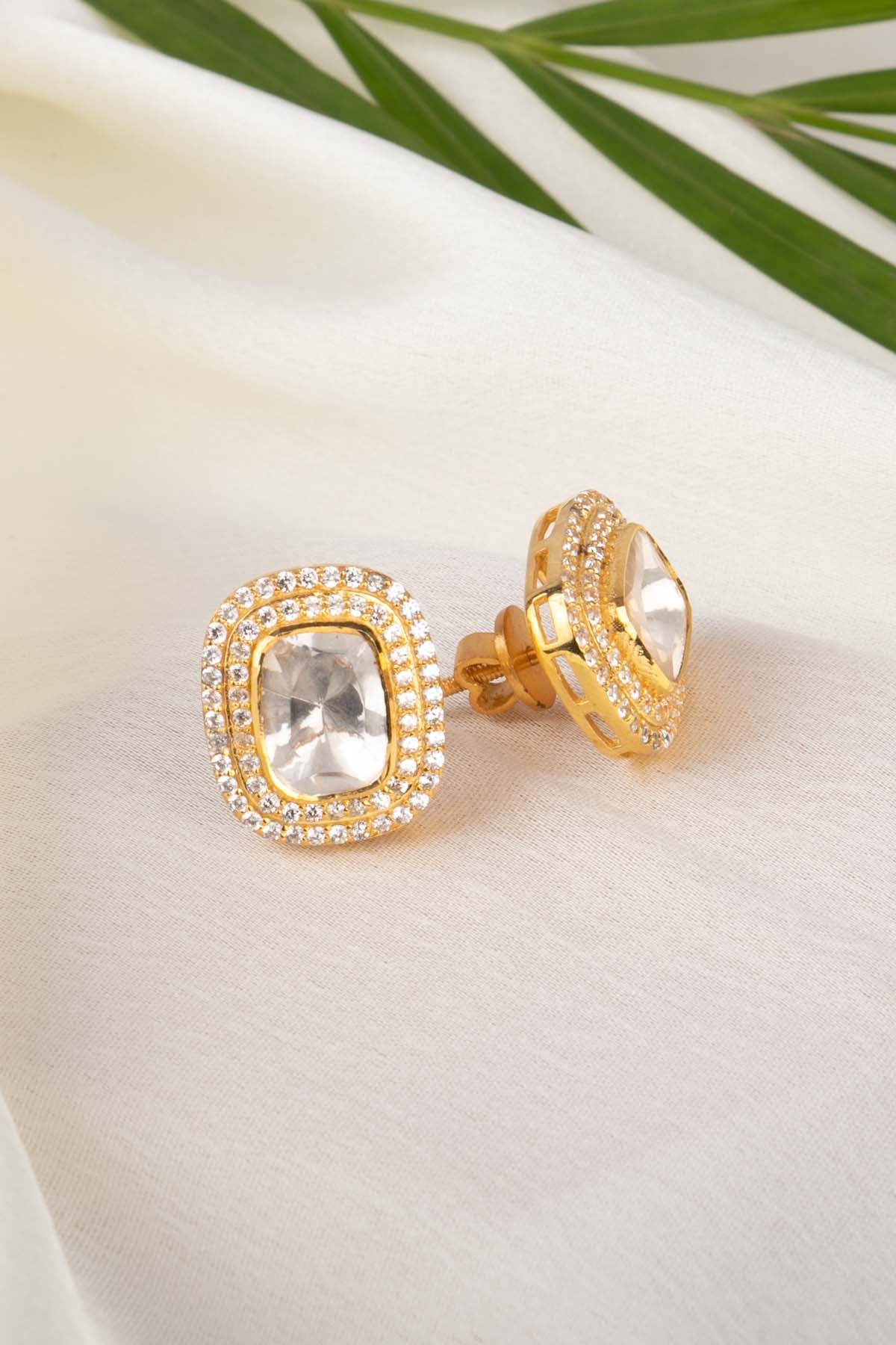 Rectangular Polki Earrings