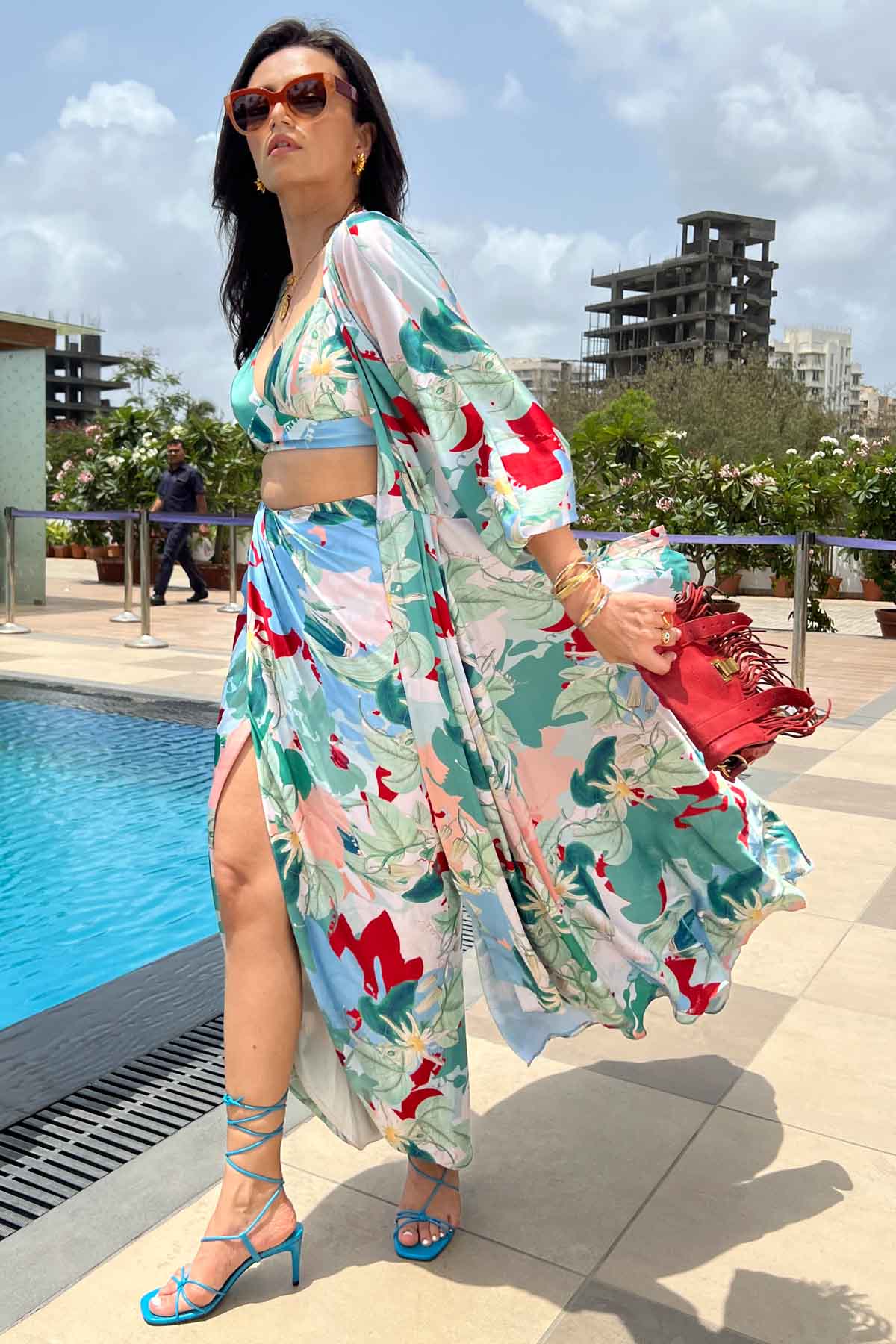 Tropical Printed Jacket & Skirt Set