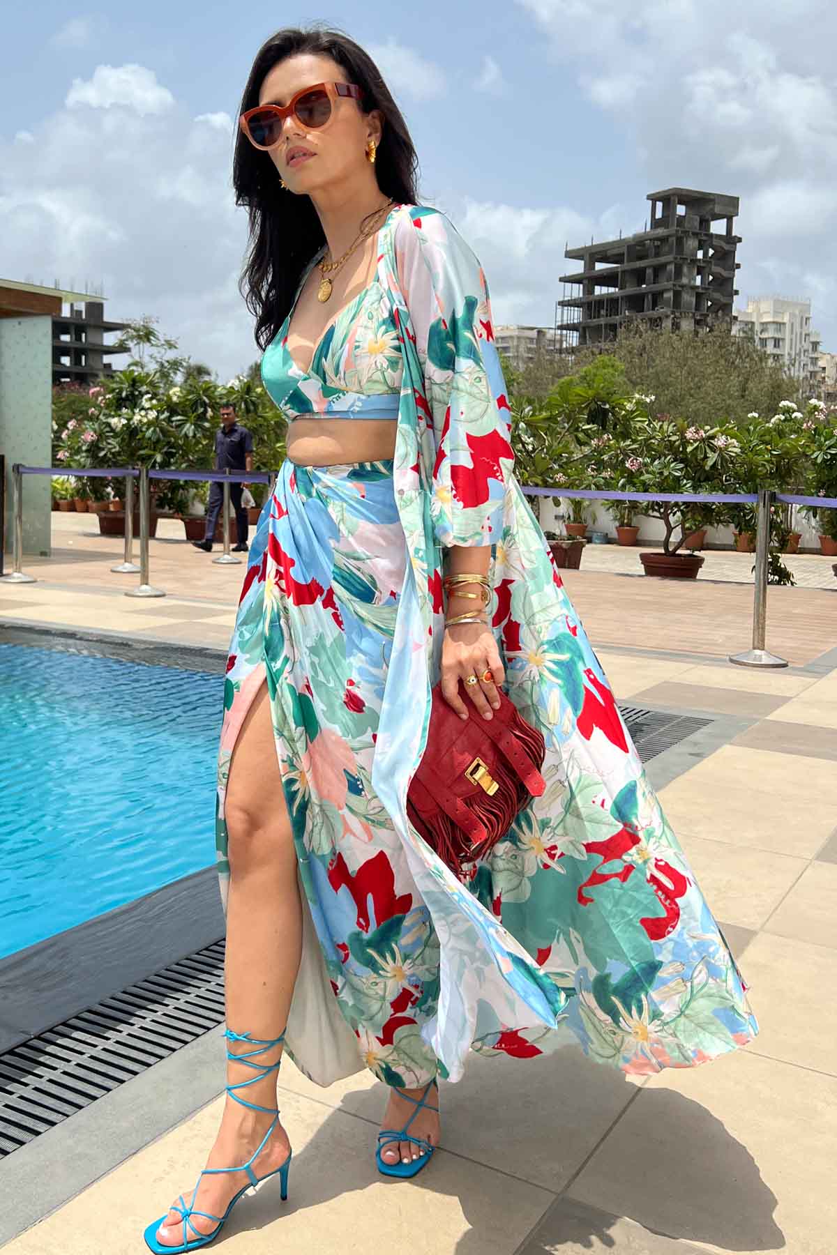 Tropical Printed Jacket & Skirt Set