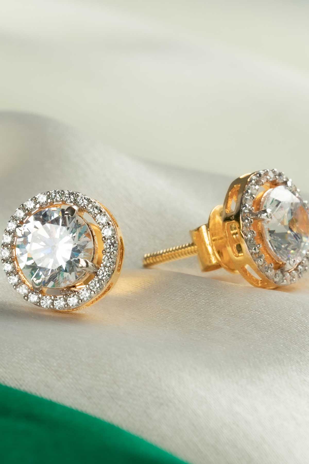 Round Solitaire Halo Earrings
