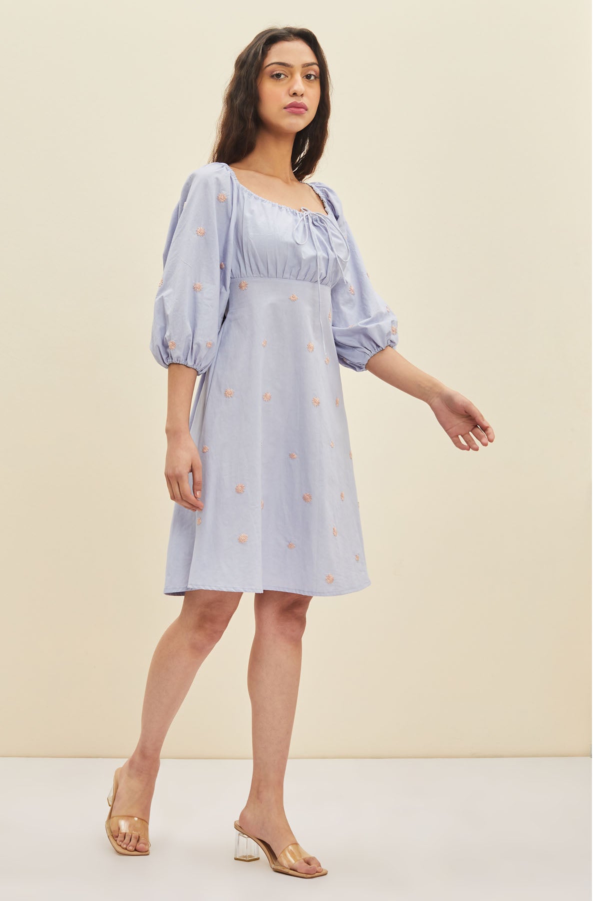 Ruched A-Line Floral Dress