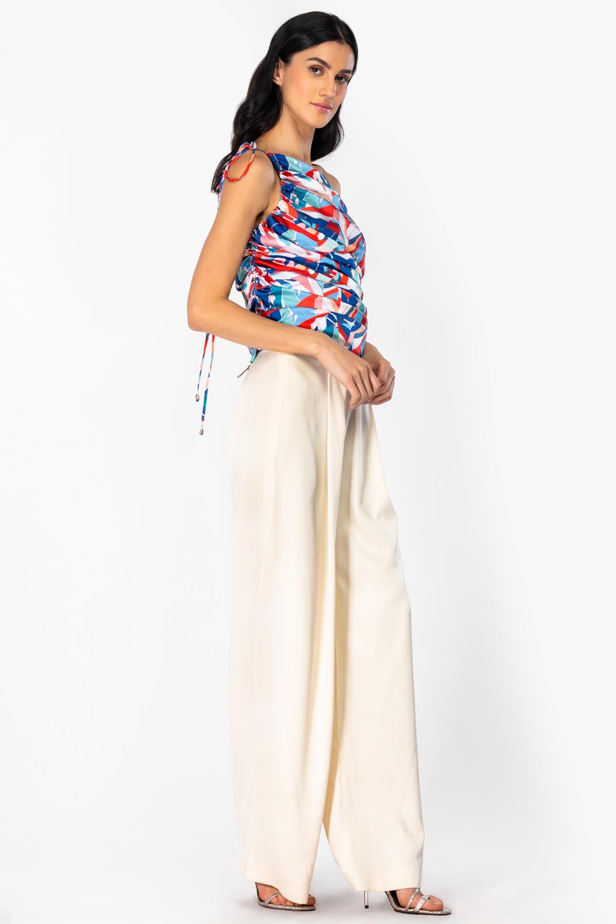 Ruched Printed Top & Pant Set
