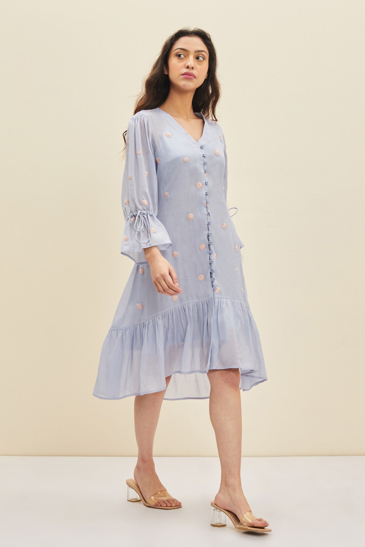 Ruffle Embroidered Dress