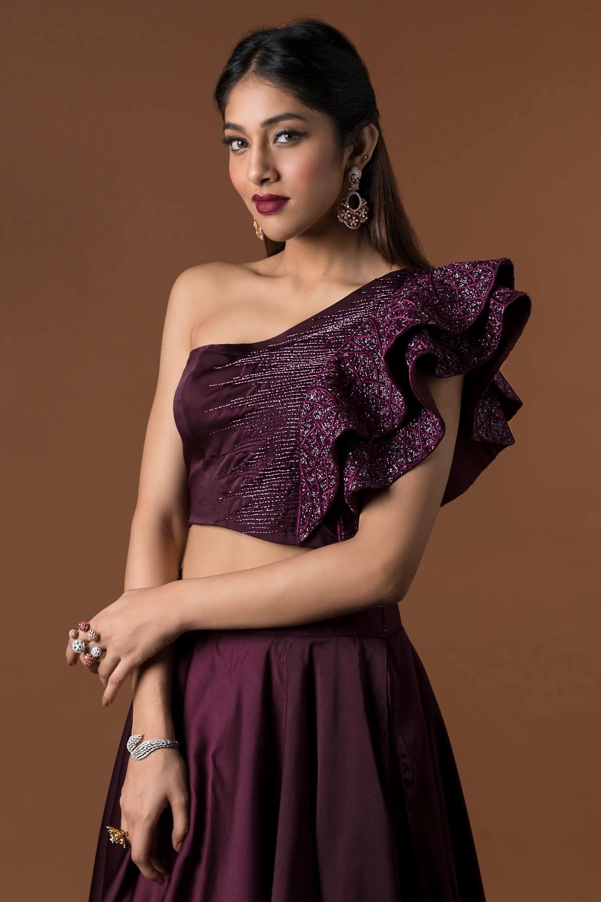 Ruffle Layered Lehenga Set