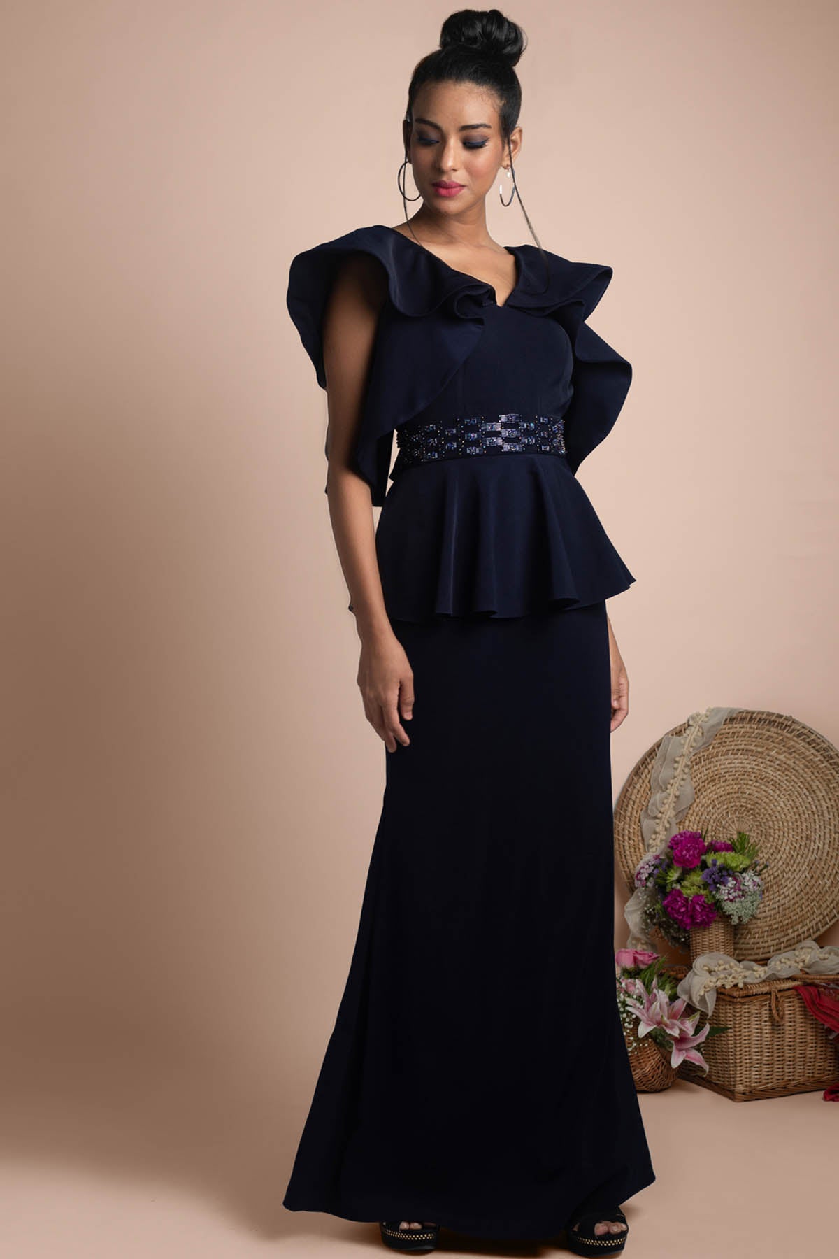 Ruffle Sleeved Gown