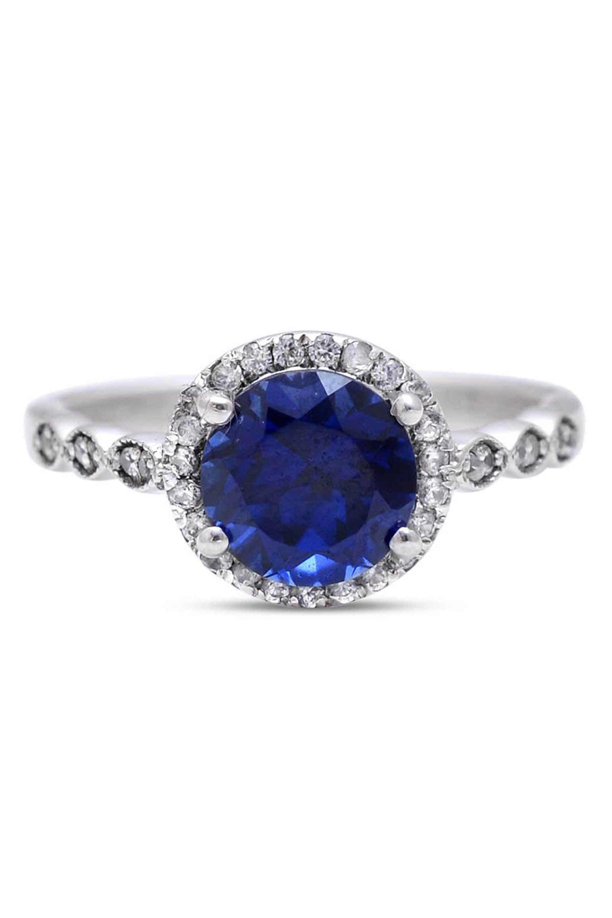 Sapphire Halo Silver Ring