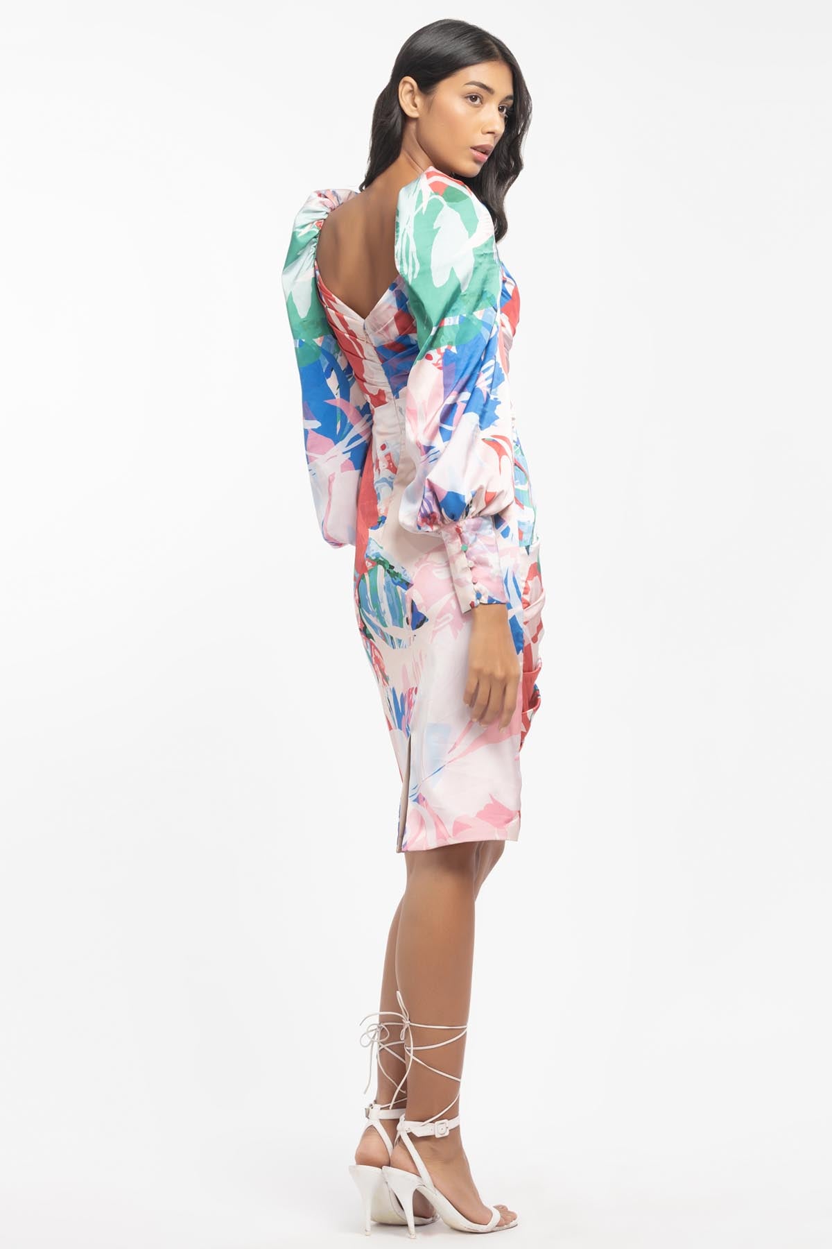 Satin Draped Abstract Dress