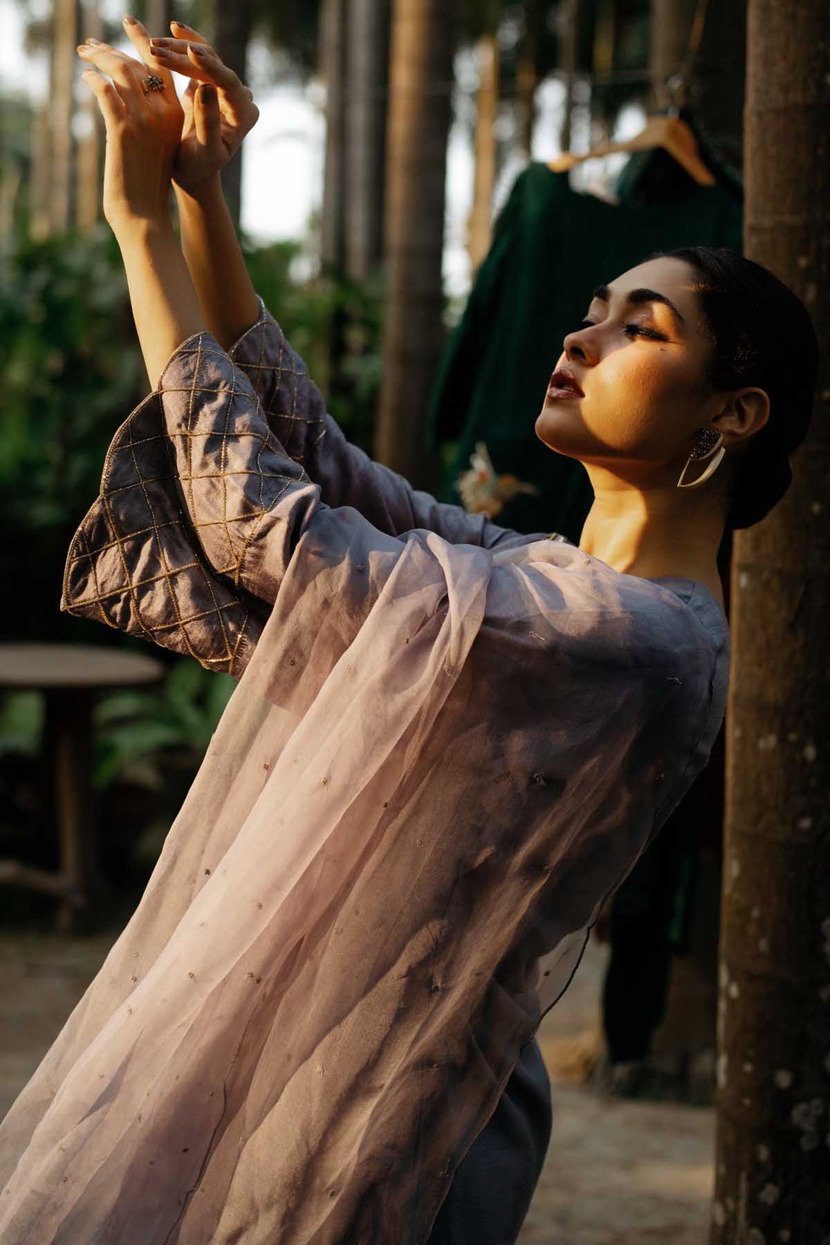 Grey Scallop A-Line Kurta Set