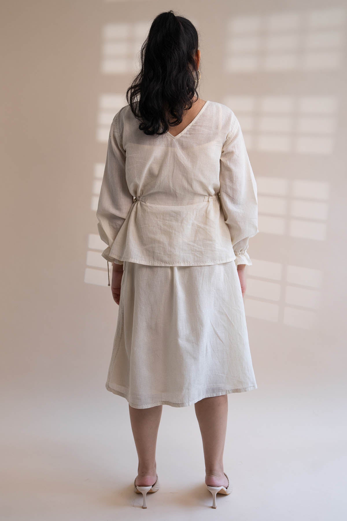 Self-Checked Flared Skirt