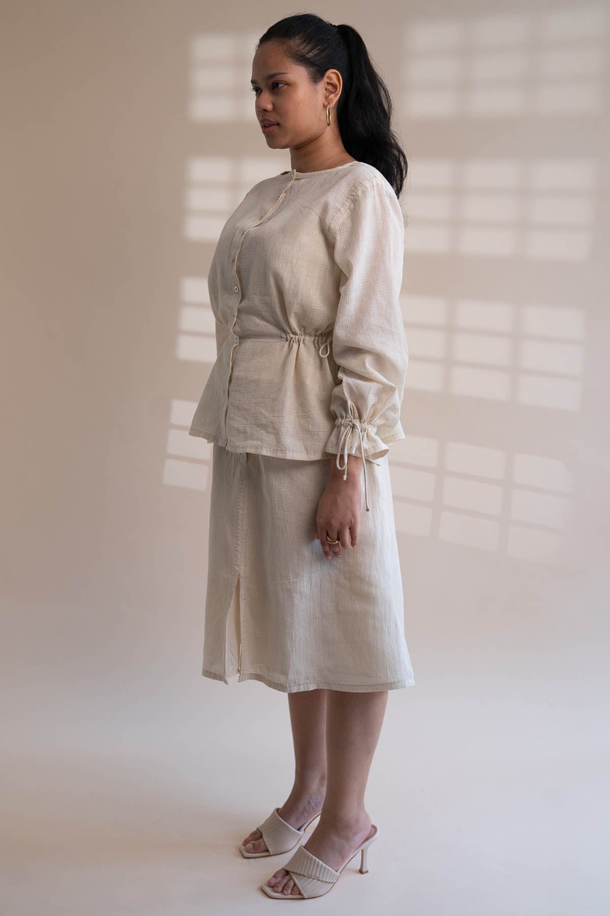 Self-Checked Flared Skirt