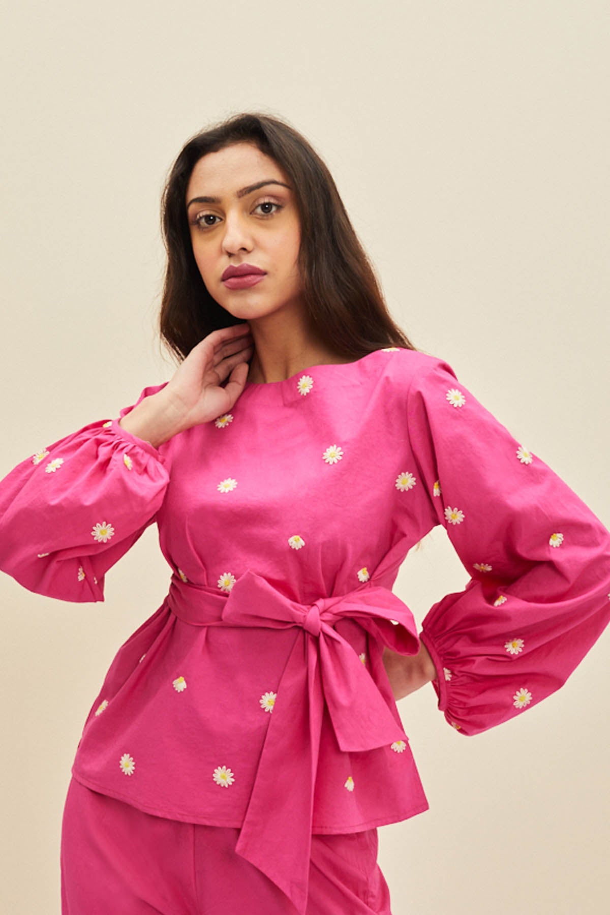 Fuchsia Embroidered Top & Pants