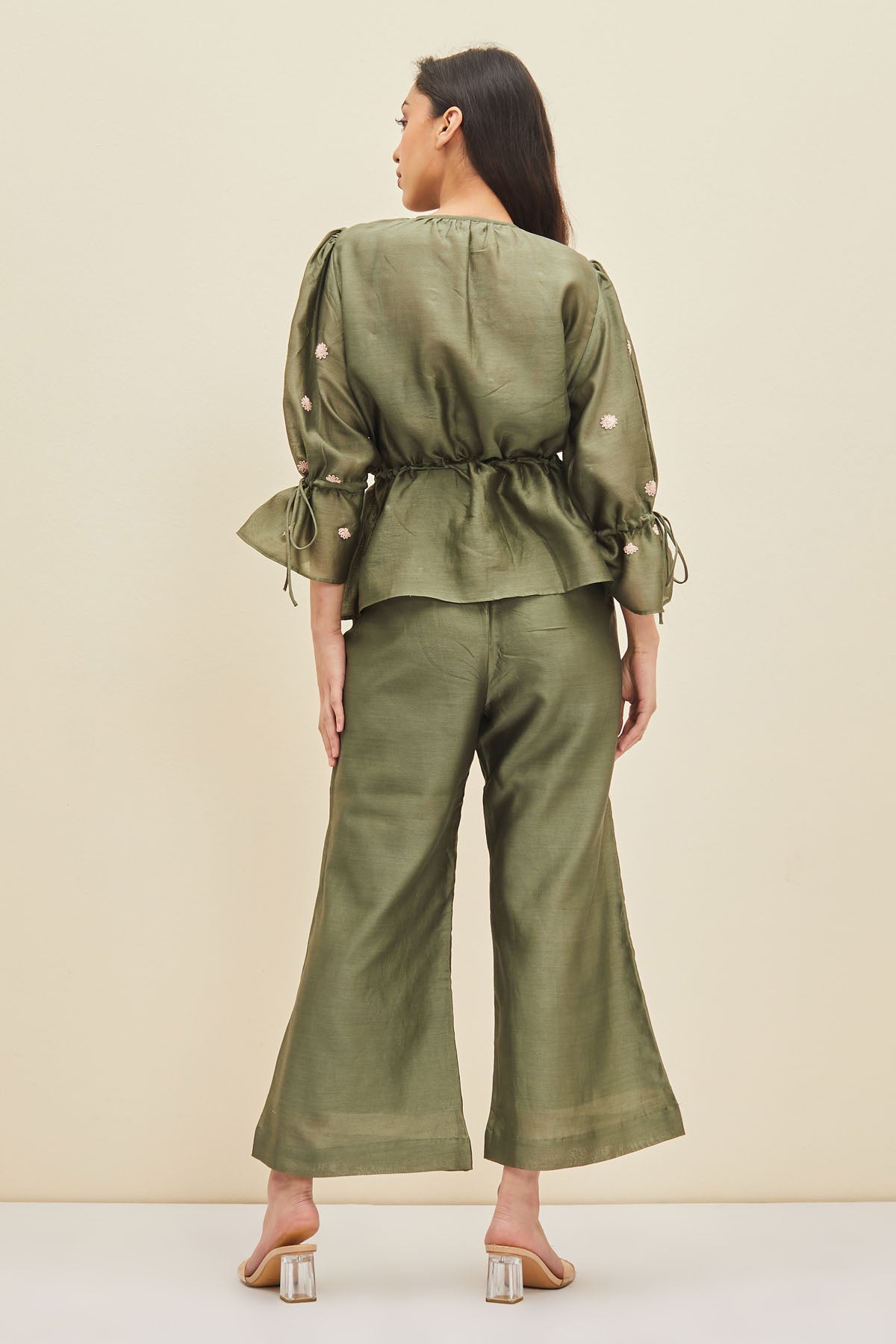 Green Embroidered Top & Pants