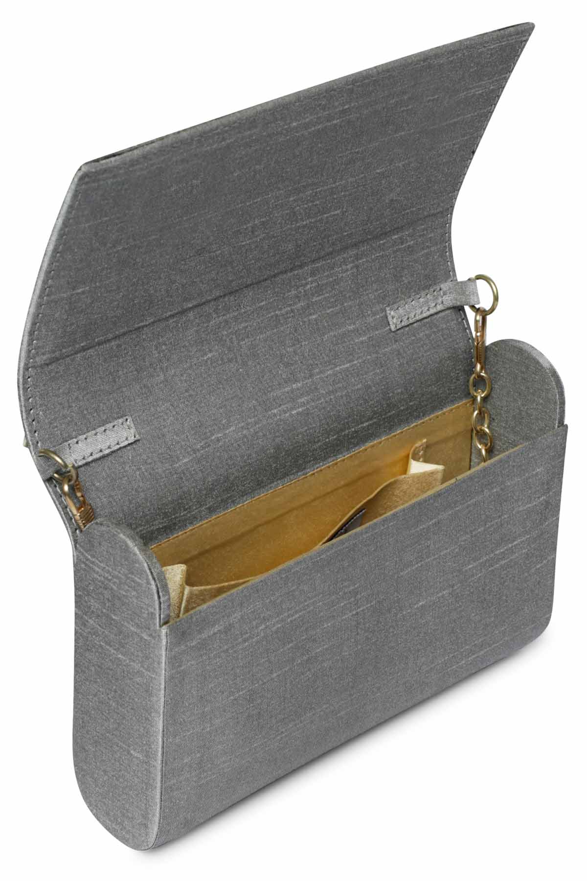 Silver Sequins Raw Silk Clutch