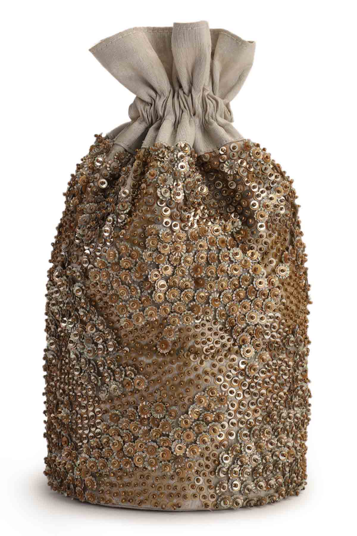 Gold Sequins Embroidered Potli