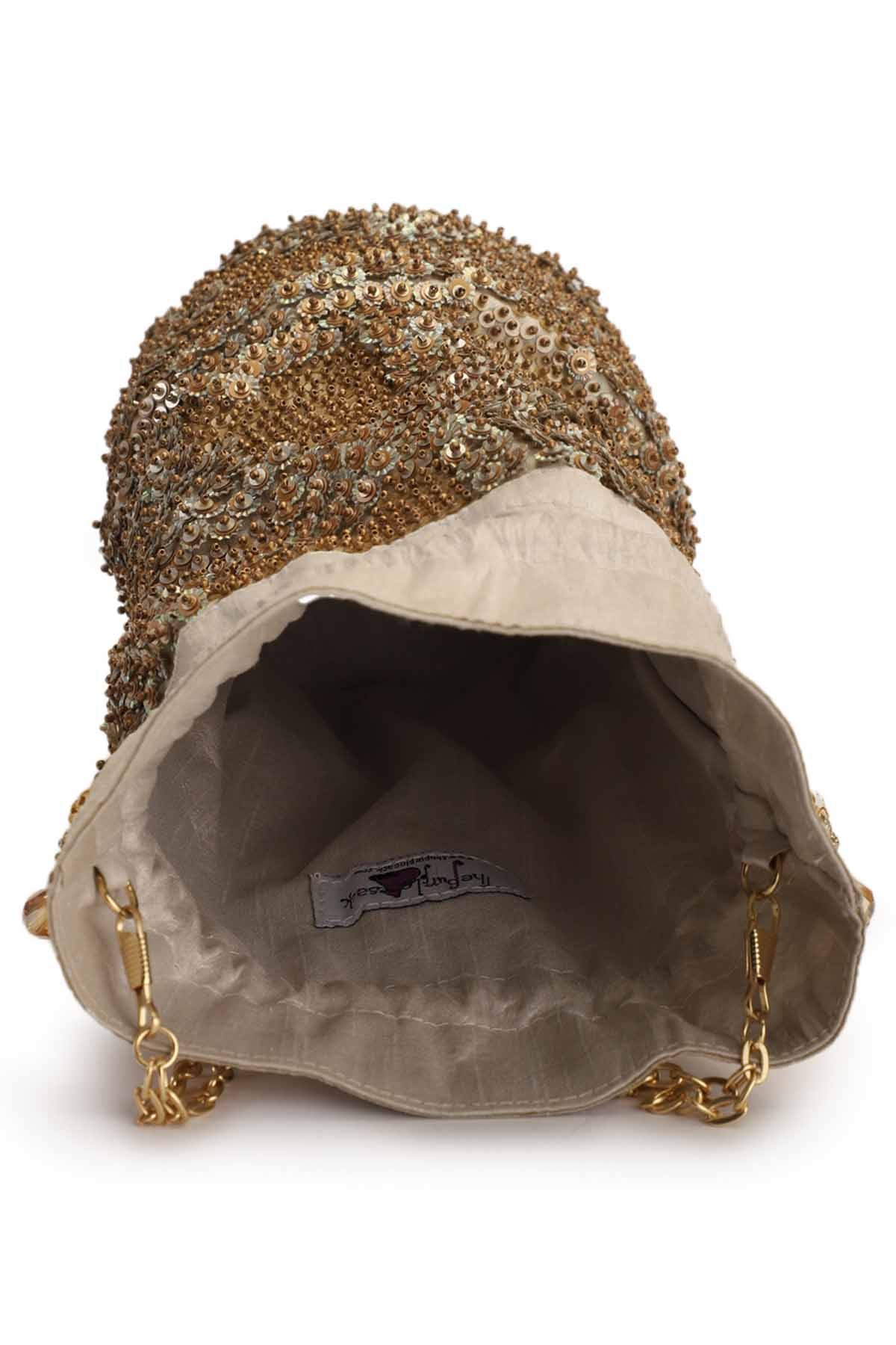 Gold Sequins Embroidered Potli